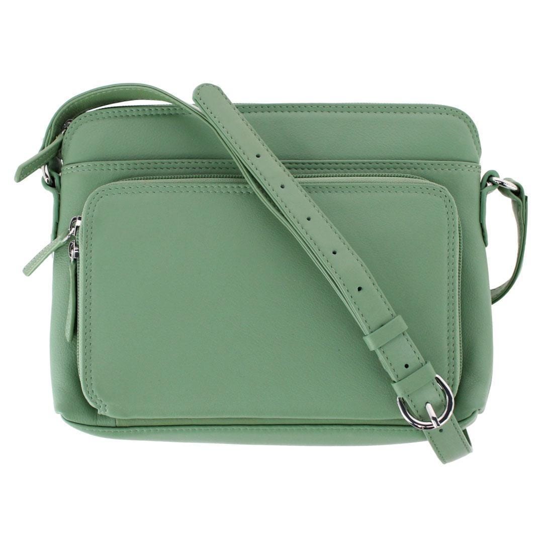 CTM® Women's Leather Shoulder Bag Purse with Side Organizer