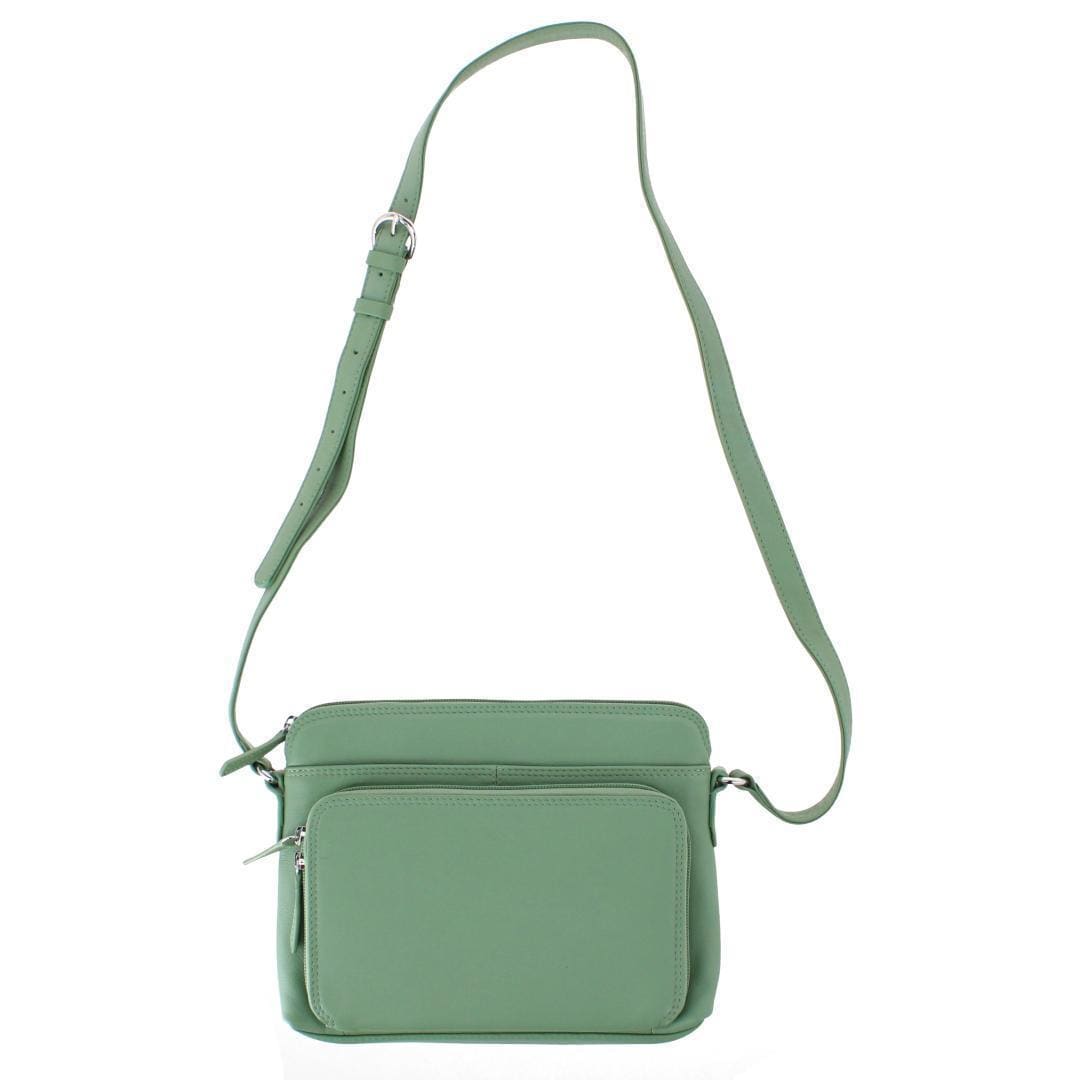 CTM® Women's Leather Shoulder Bag Purse with Side Organizer - Sage