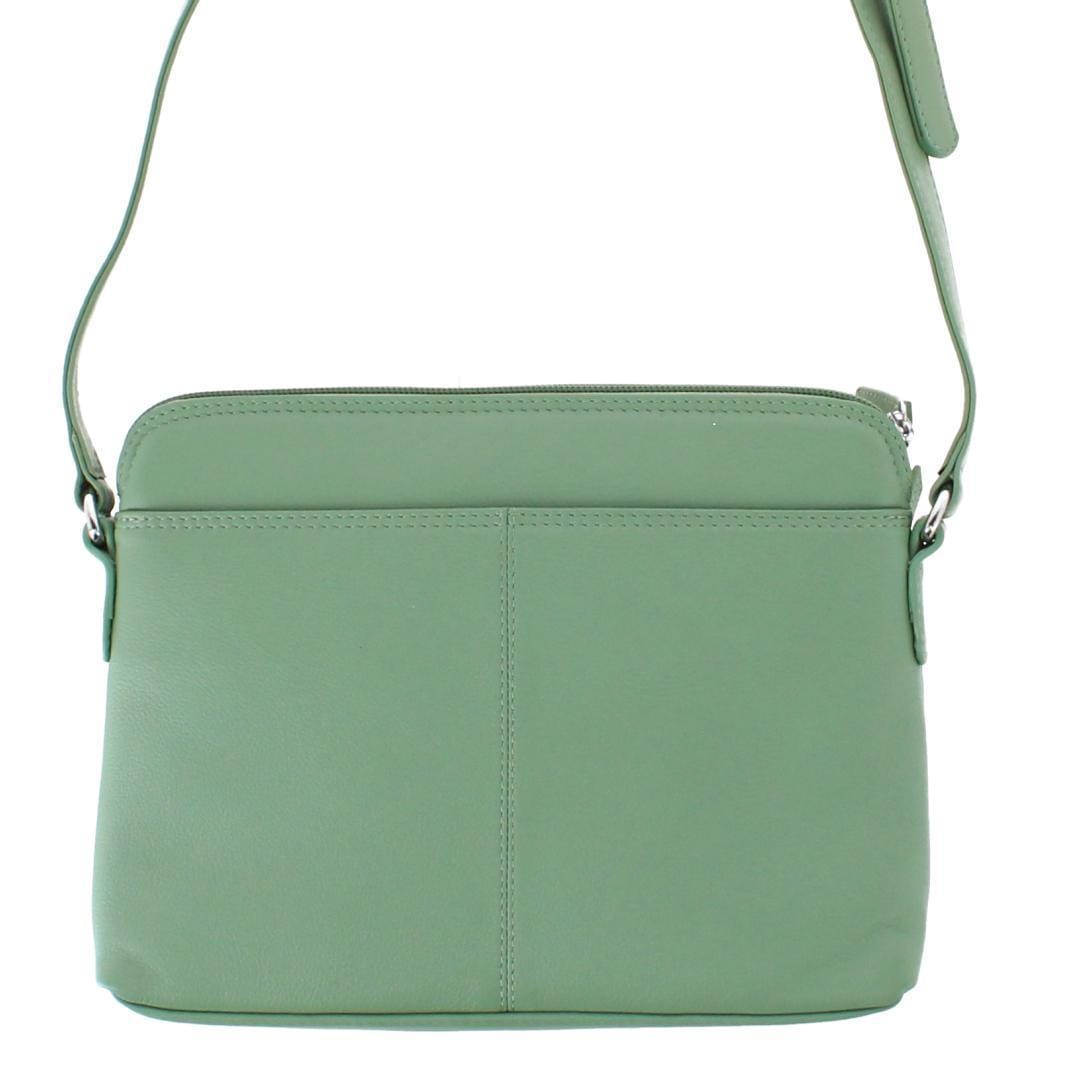 CTM® Women's Leather Shoulder Bag Purse with Side Organizer - Sage