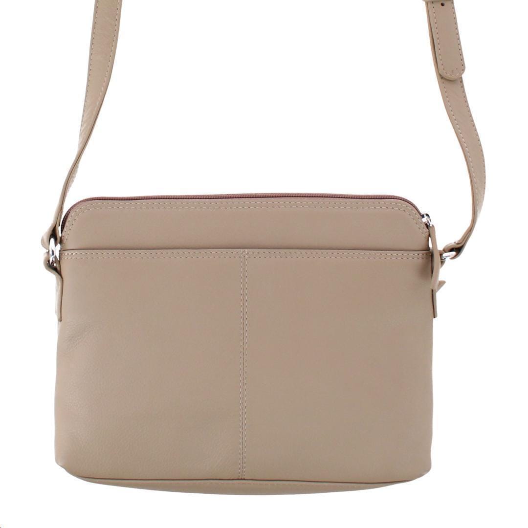 CTM® Women's Leather Shoulder Bag Purse with Side Organizer - Taupe