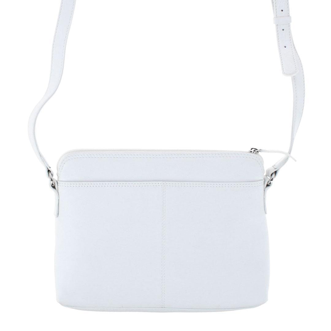 CTM® Women's Leather Shoulder Bag Purse with Side Organizer - White