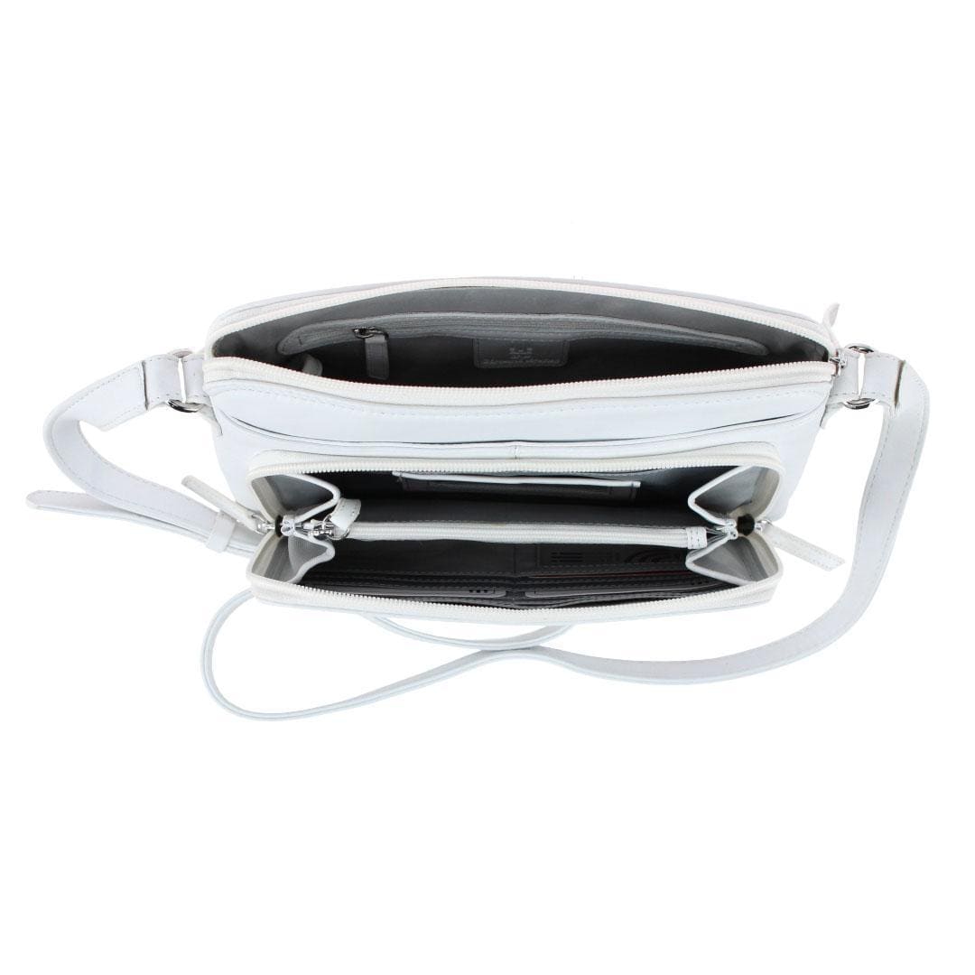 CTM® Women's Leather Shoulder Bag Purse with Side Organizer - White