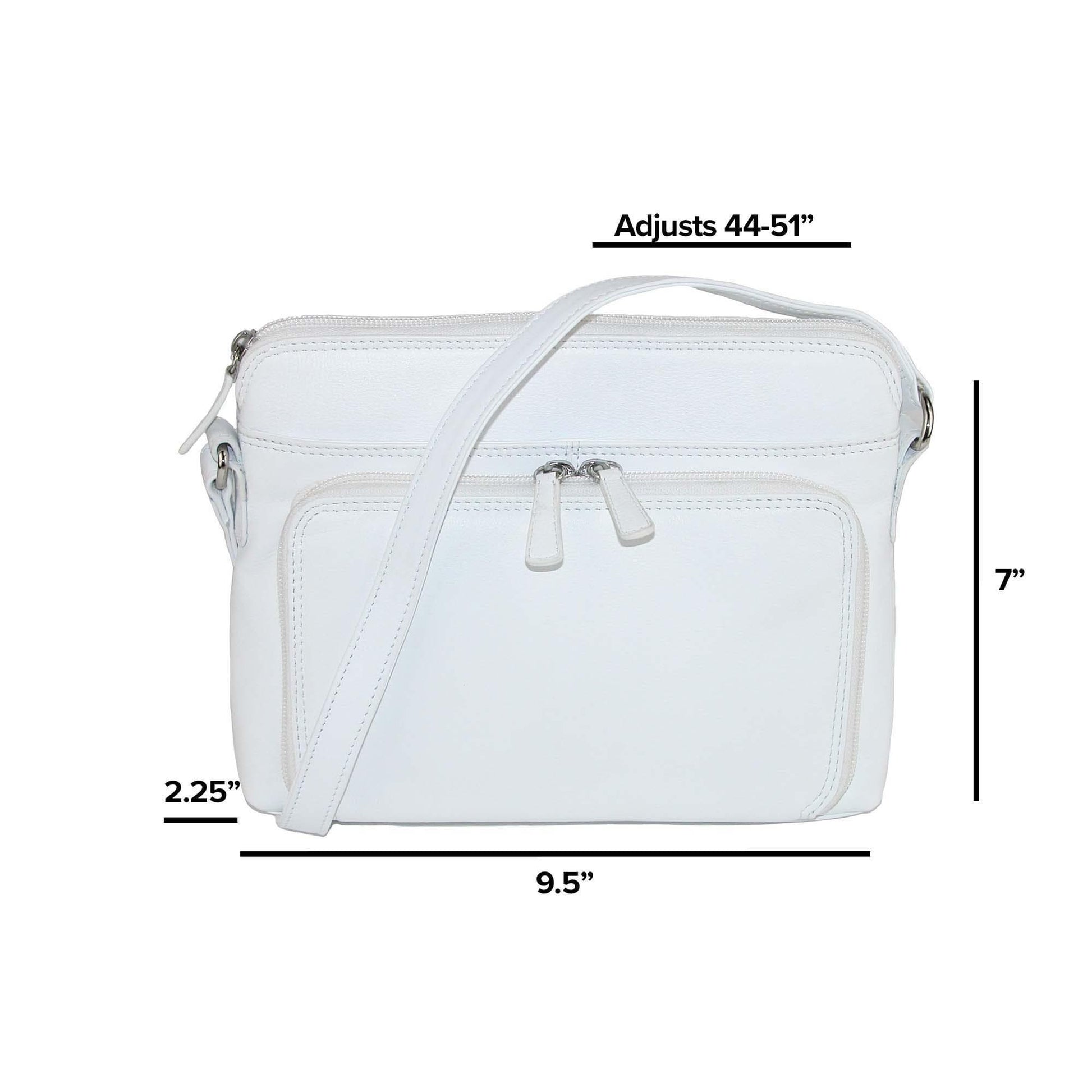 CTM® Women's Leather Shoulder Bag Purse with Side Organizer - White