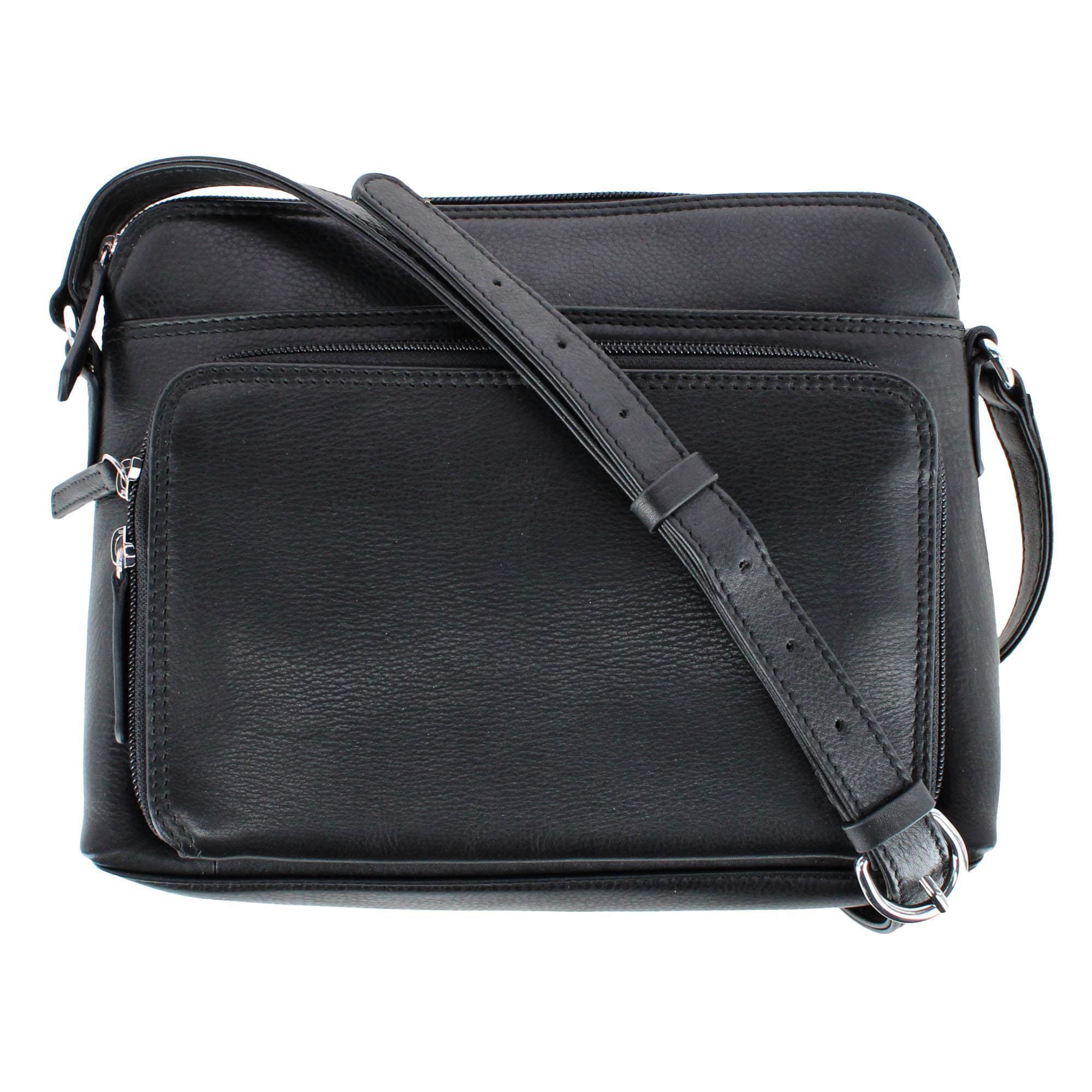 CTM® Women's Leather Shoulder Bag Purse with Side Organizer - Women's Leather Shoulder Bag Purse with Side Organizer
