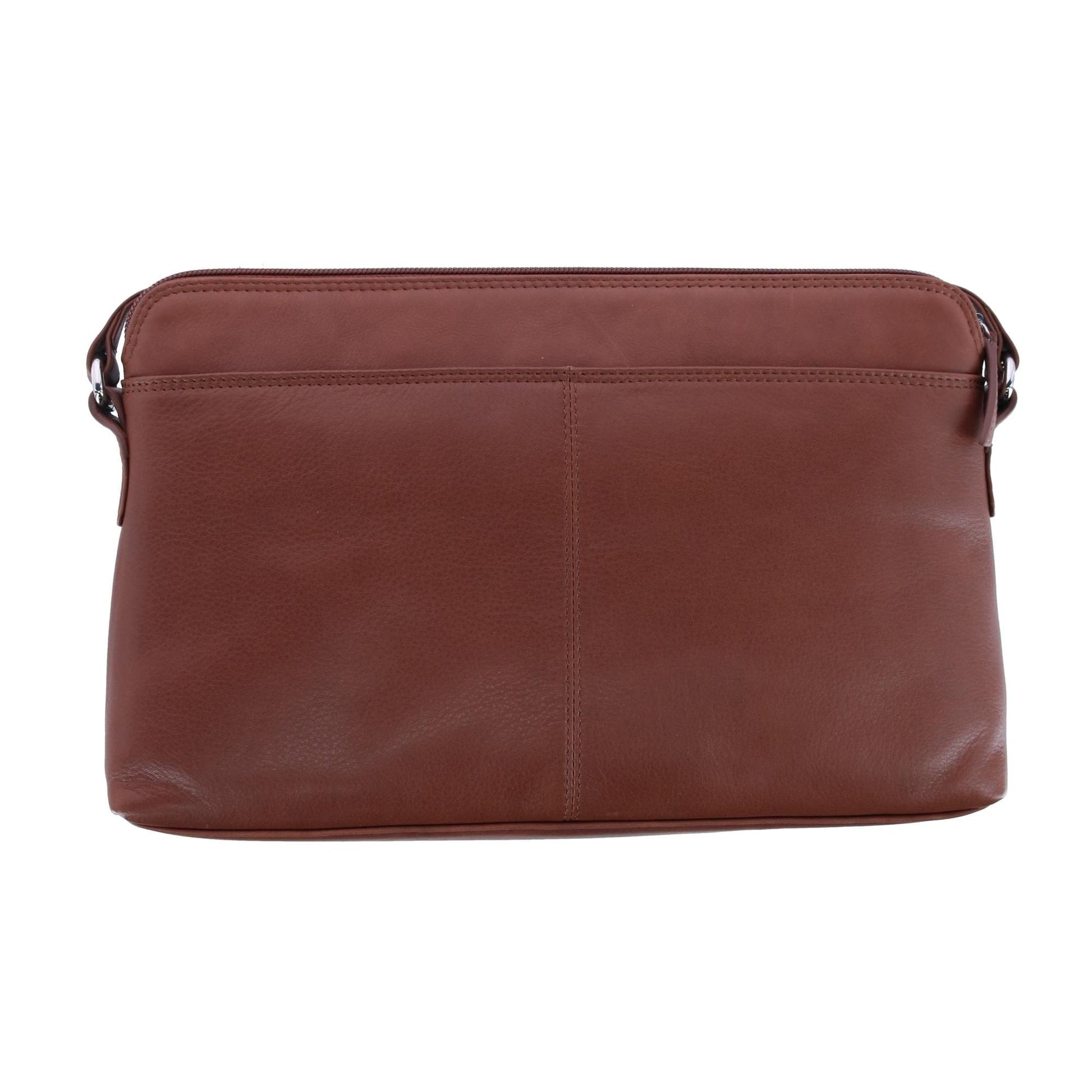 CTM® Women's Leather Shoulder Bag Purse w/ Side Organizer (Larger Version) - Toffee