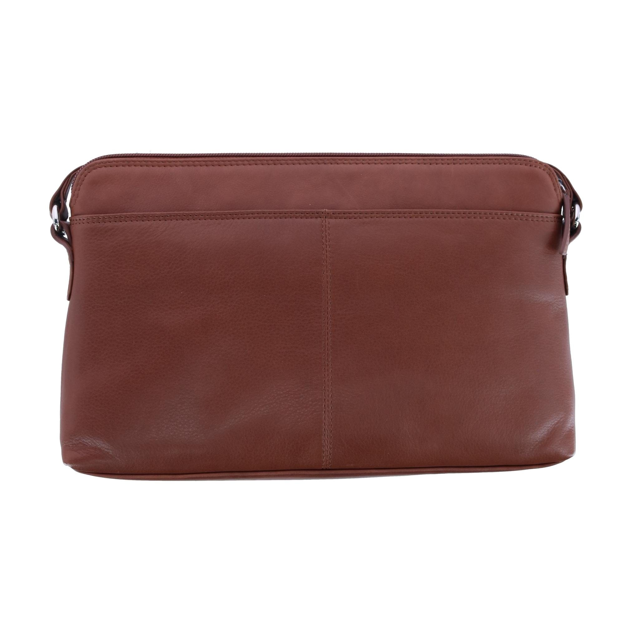 CTM® Women's Leather Shoulder Bag Purse w/ Side Organizer (Larger Version) - Toffee