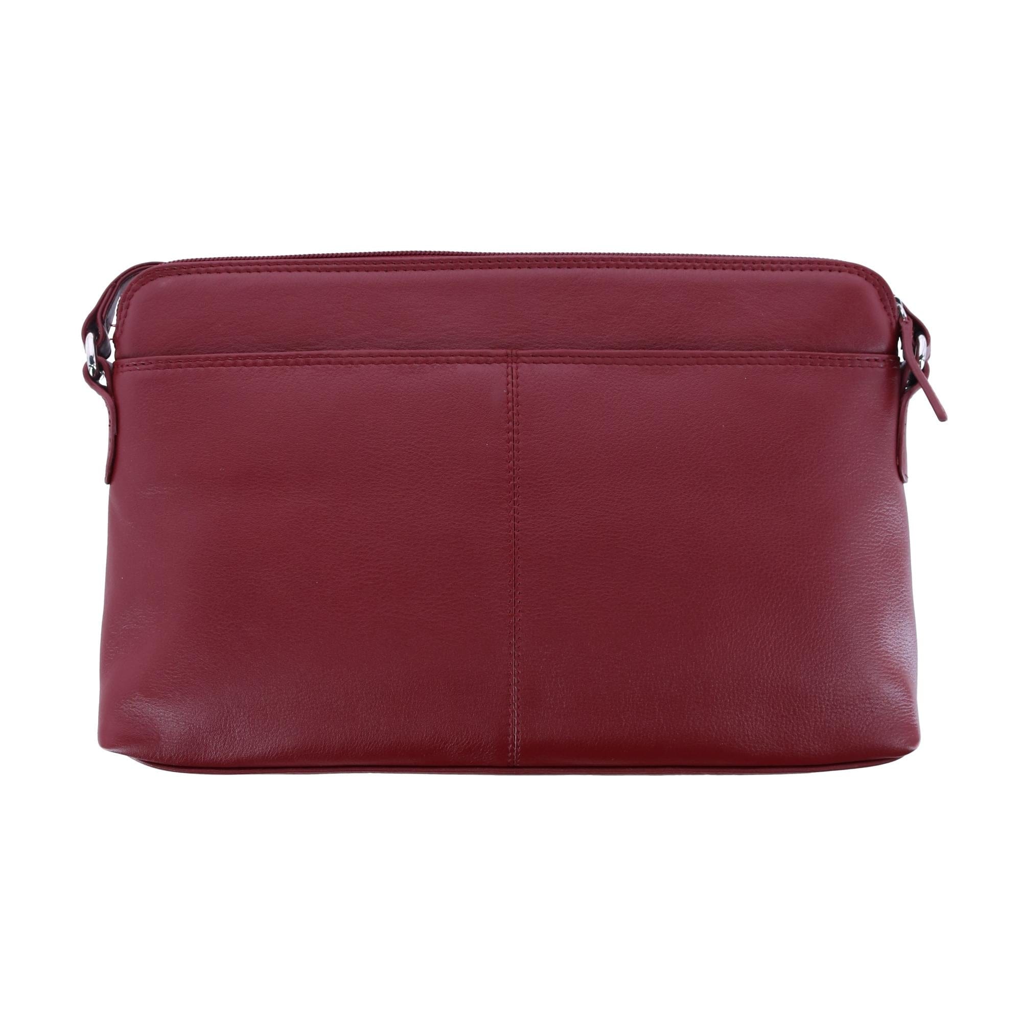 CTM® Women's Leather Shoulder Bag Purse w/ Side Organizer (Larger Version) - Merlot