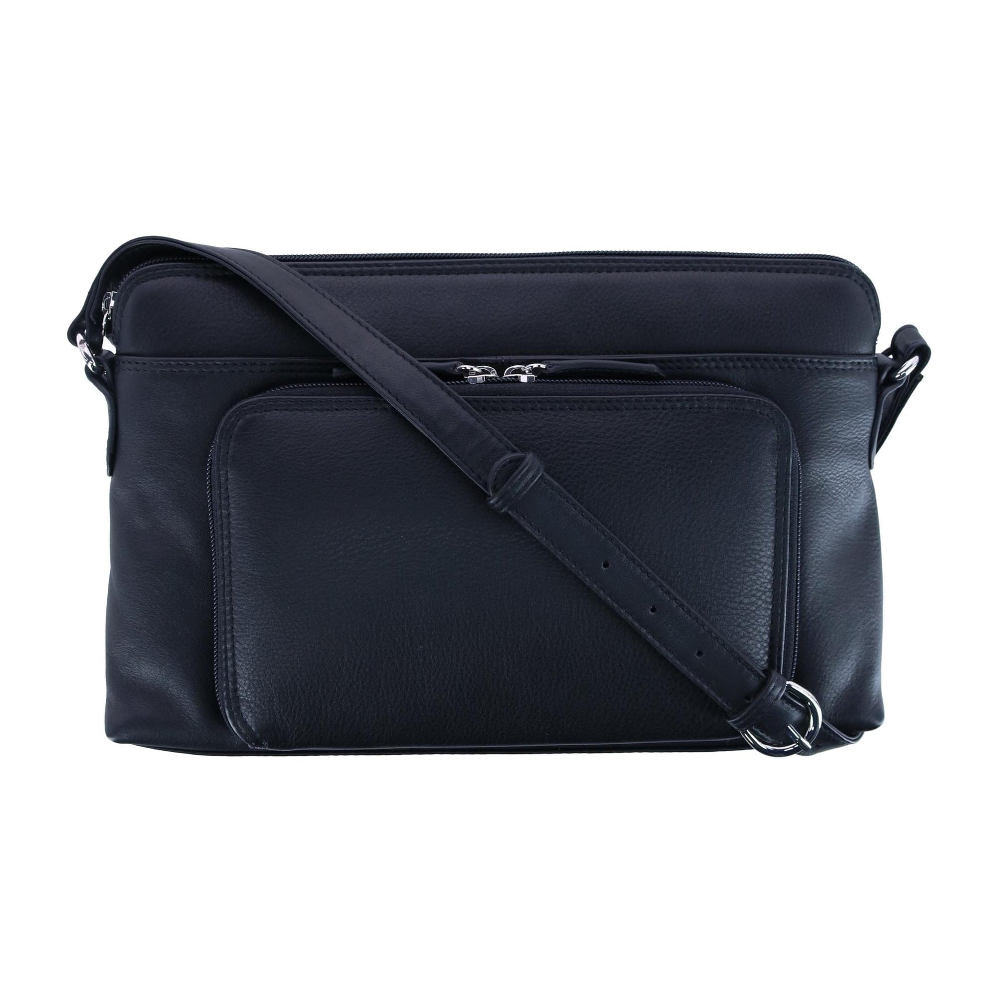CTM® Women's Leather Shoulder Bag Purse w/ Side Organizer (Larger Version) - Women's Leather Shoulder Bag Purse w/ Side Organizer (Larger Version)