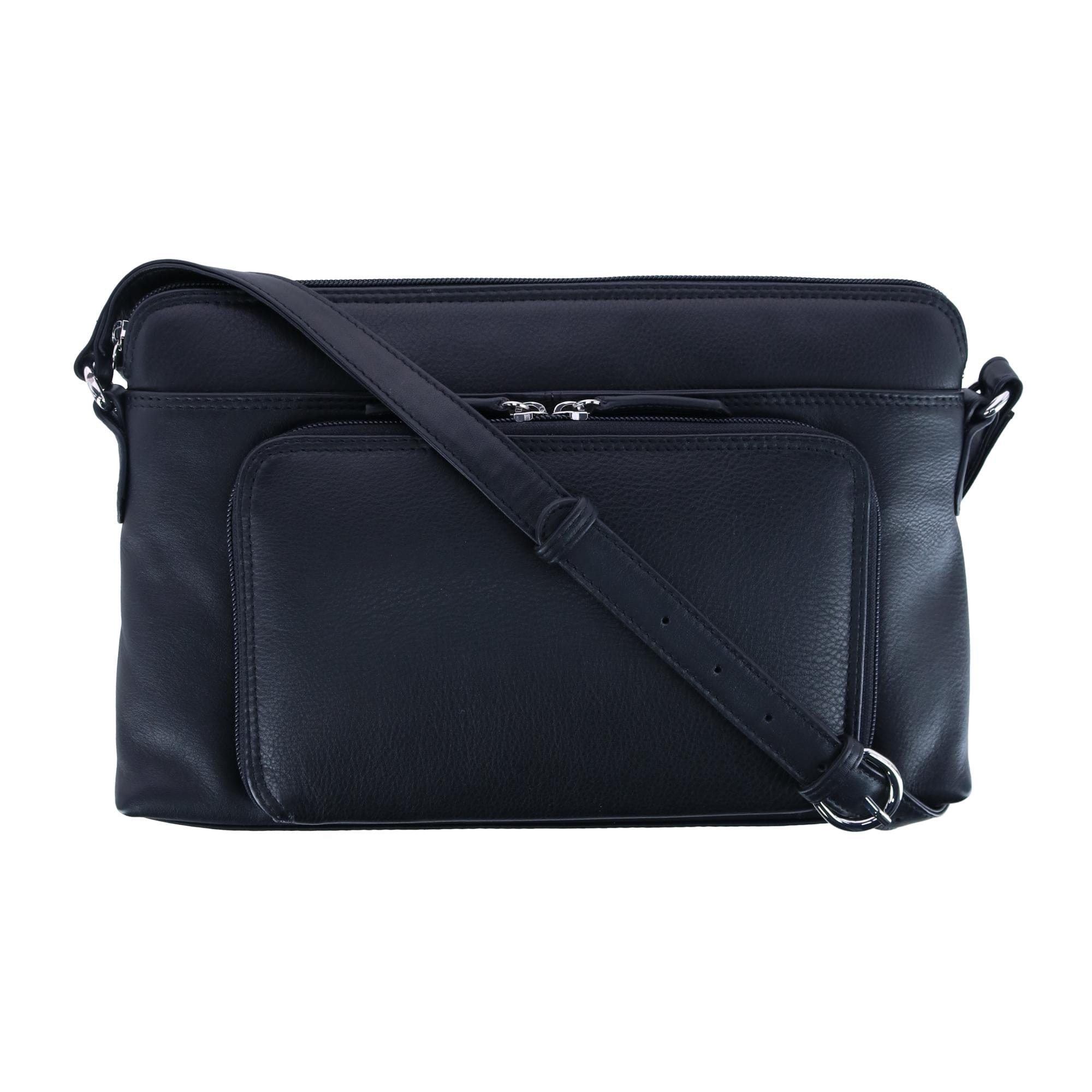 CTM® Women's Leather Shoulder Bag Purse w/ Side Organizer (Larger Version) - Women's Leather Shoulder Bag Purse w/ Side Organizer (Larger Version)