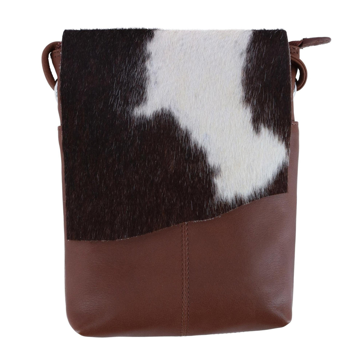 CTM® Women's Western Leather Cow Print Crossbody Purse - Toffee