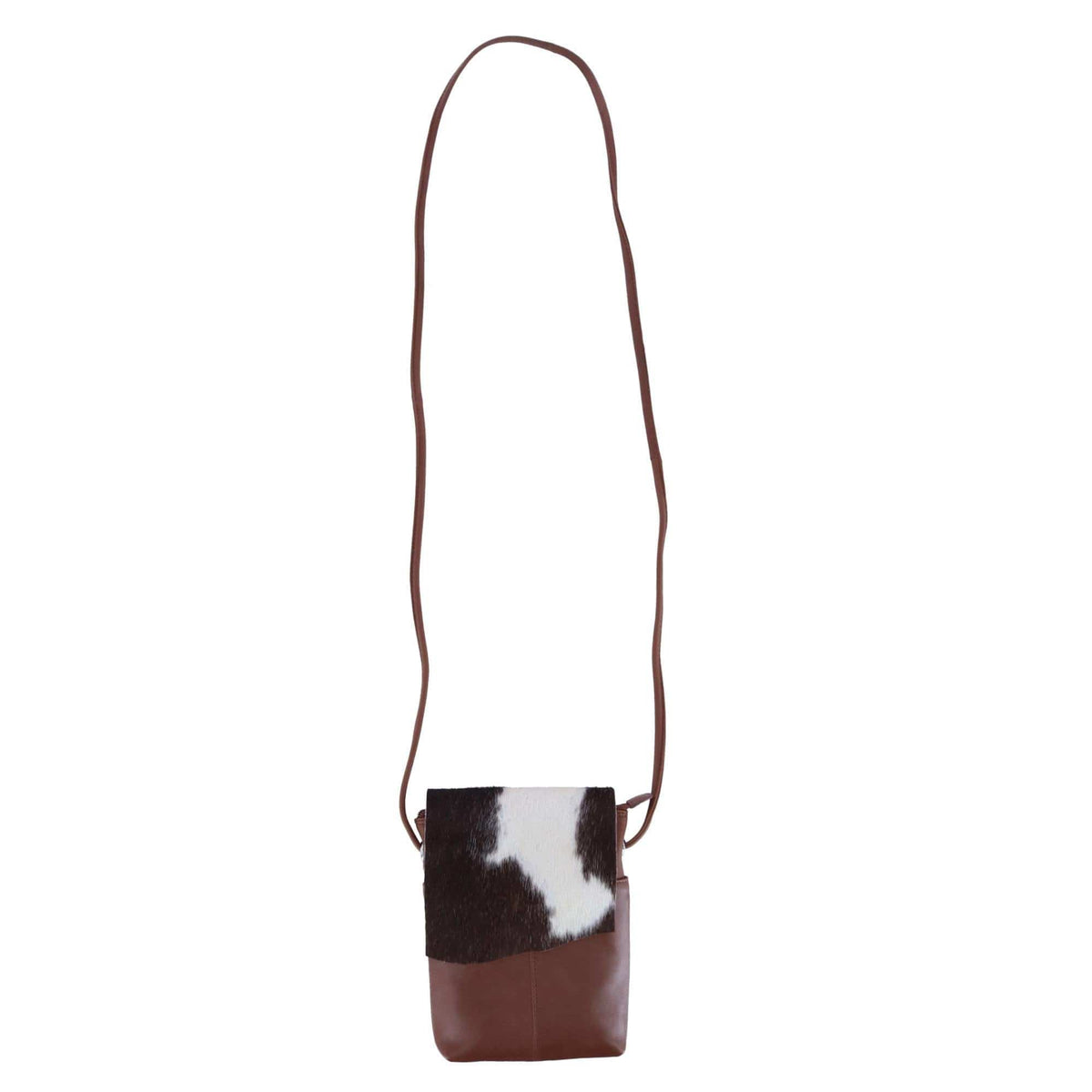 CTM® Women's Western Leather Cow Print Crossbody Purse - Toffee