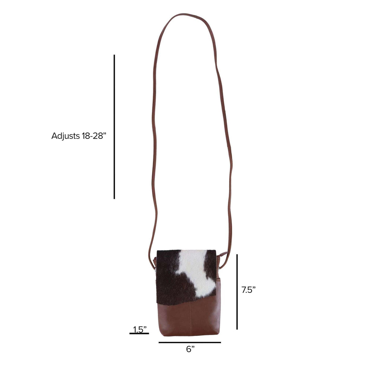 CTM® Women's Western Leather Cow Print Crossbody Purse - Toffee
