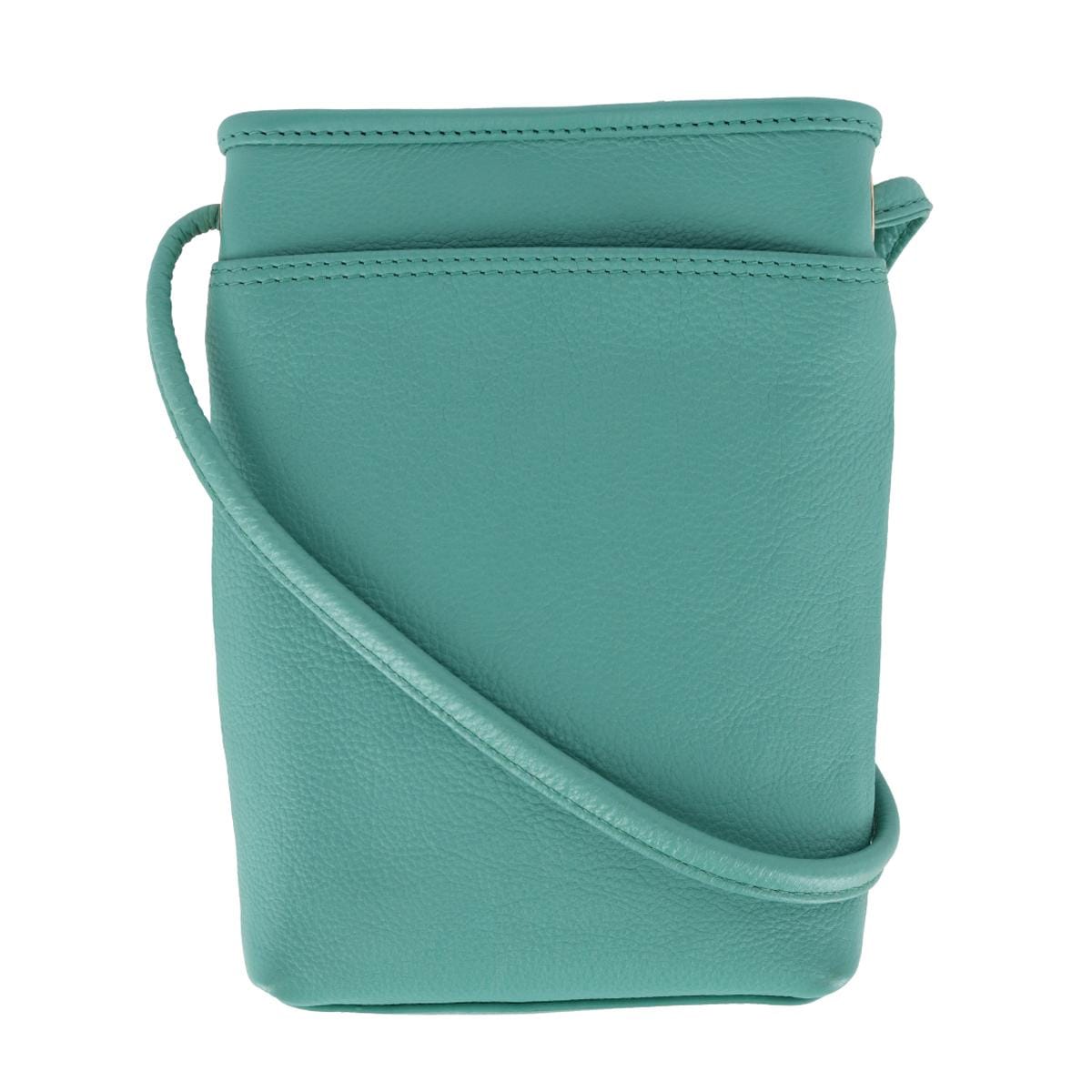 CTM® Women's Pebbled Grain Leather Open Top Mini Crossbody Bag