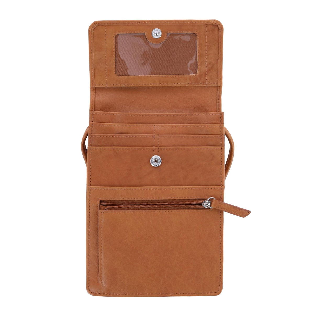 CTM® Women's Compact Organizer Crossbody Handbag - Antique Saddle