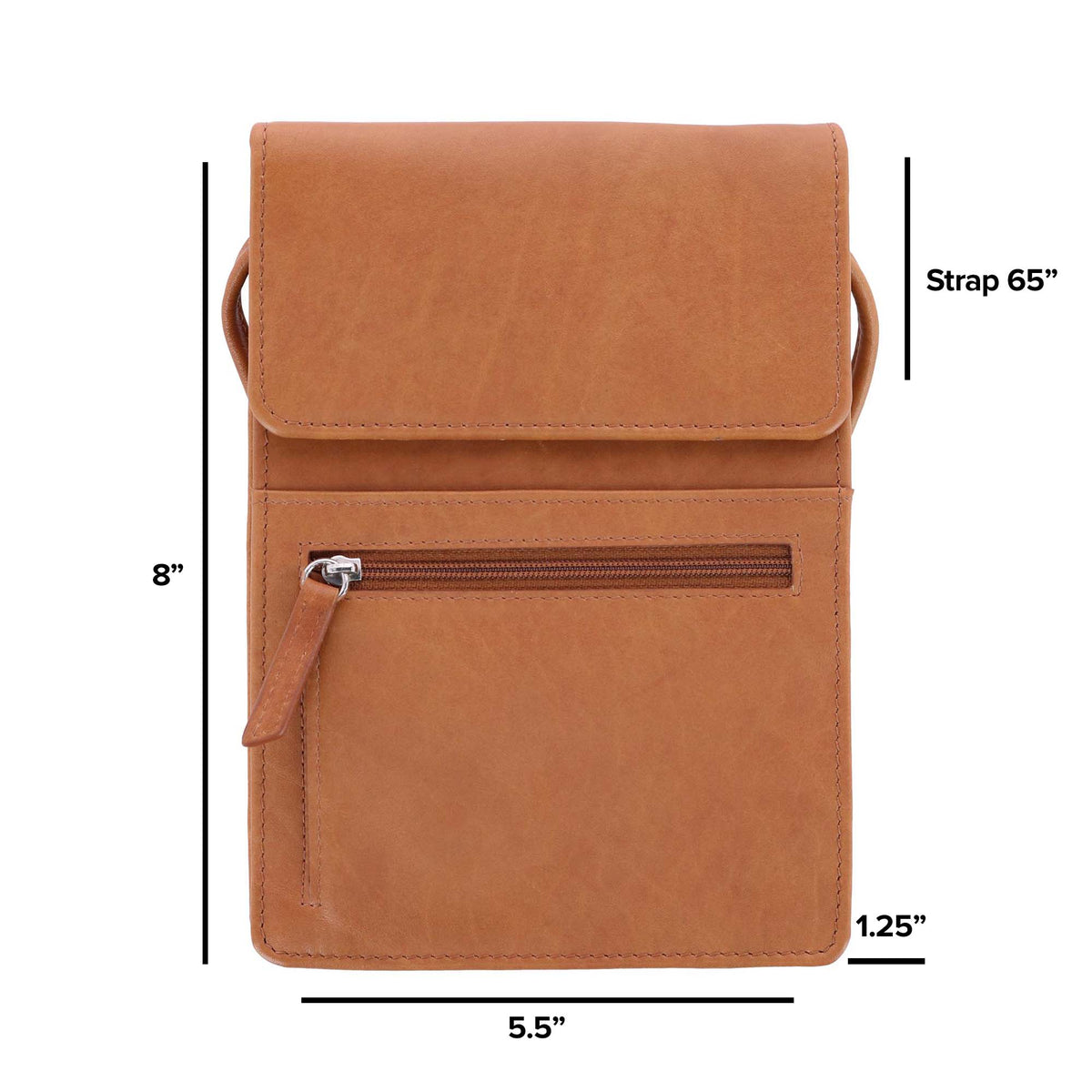 CTM® Women's Compact Organizer Crossbody Handbag - Antique Saddle