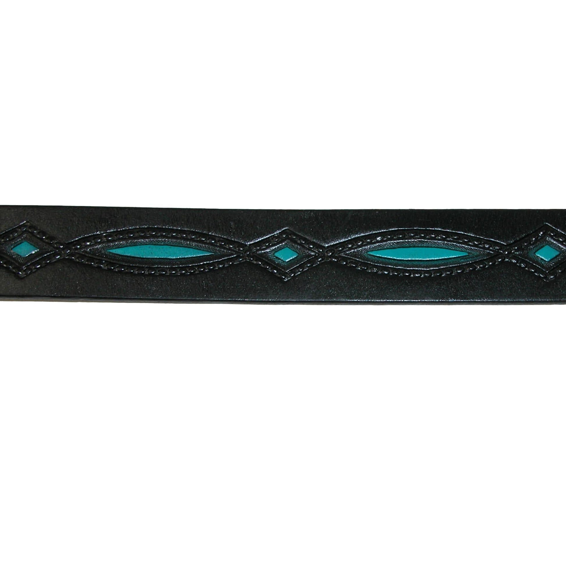 CTM® Men's Oil Tanned Leather Belt with Embossed Turquoise Accents - Black