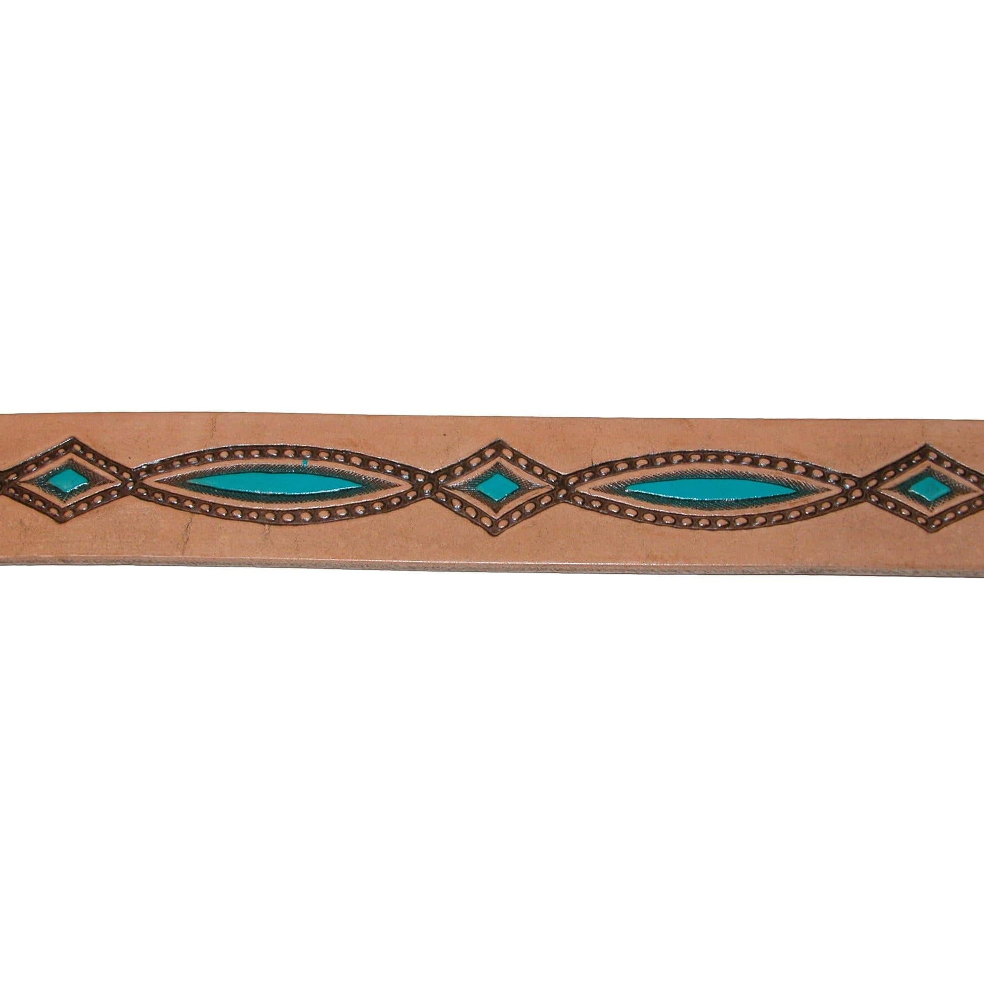 CTM® Men's Oil Tanned Leather Belt with Embossed Turquoise Accents - Tan