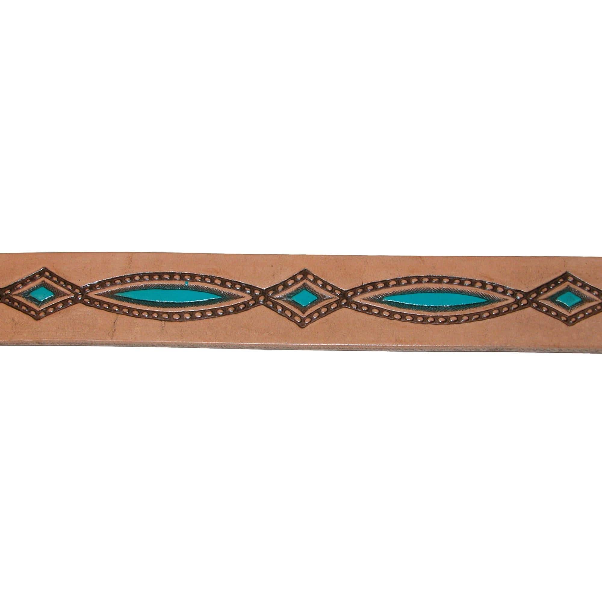 CTM® Men's Oil Tanned Leather Belt with Embossed Turquoise Accents - Tan