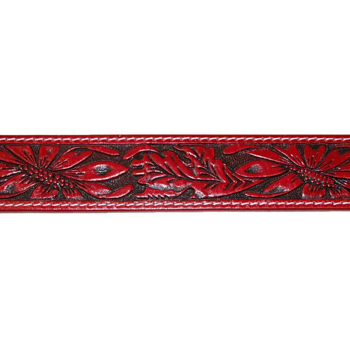 CTM® Leather Western Embossed Belt with Removable Buckle - Red