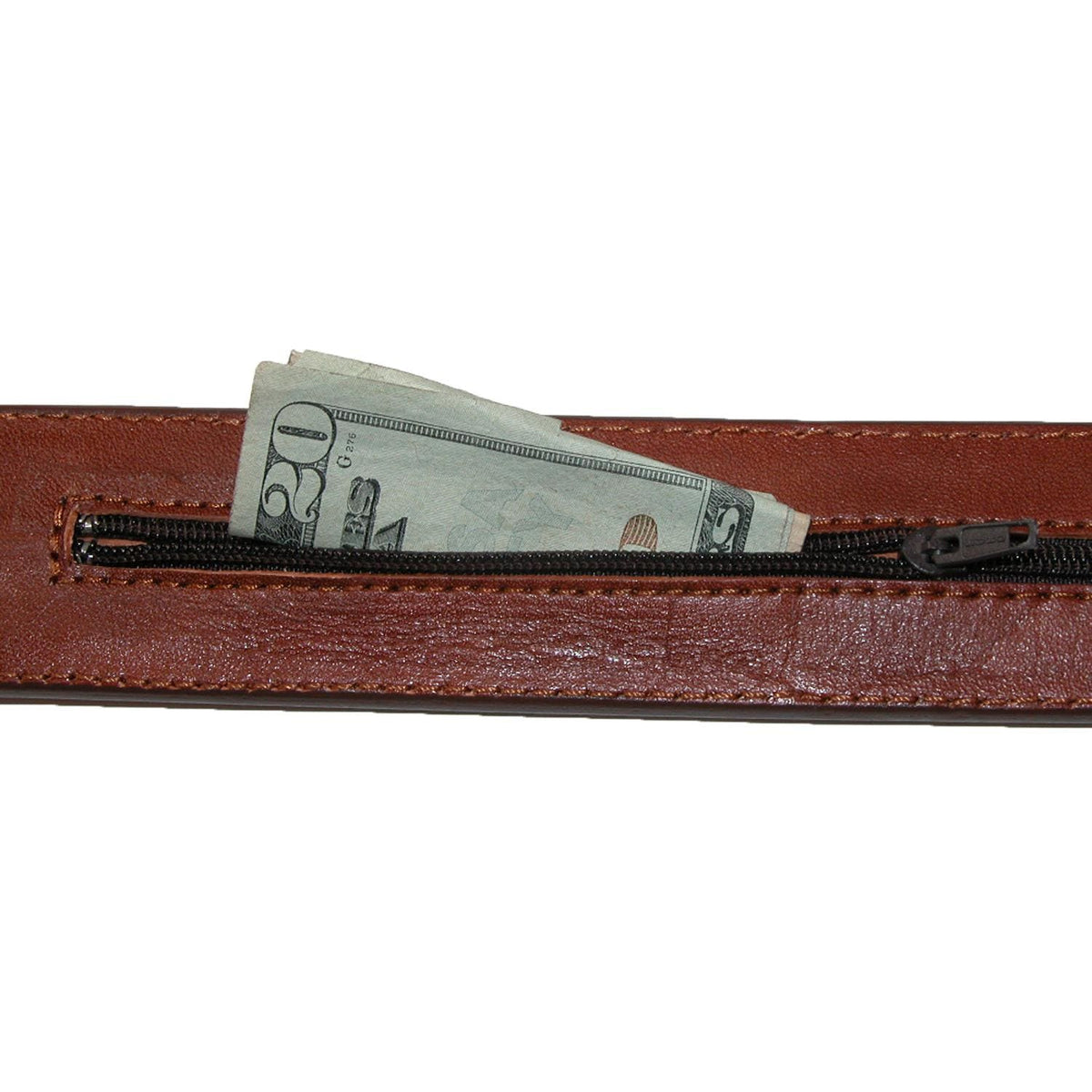 CTM® Men's Leather Money Belt with Removable Buckle Travel Belt - Tan