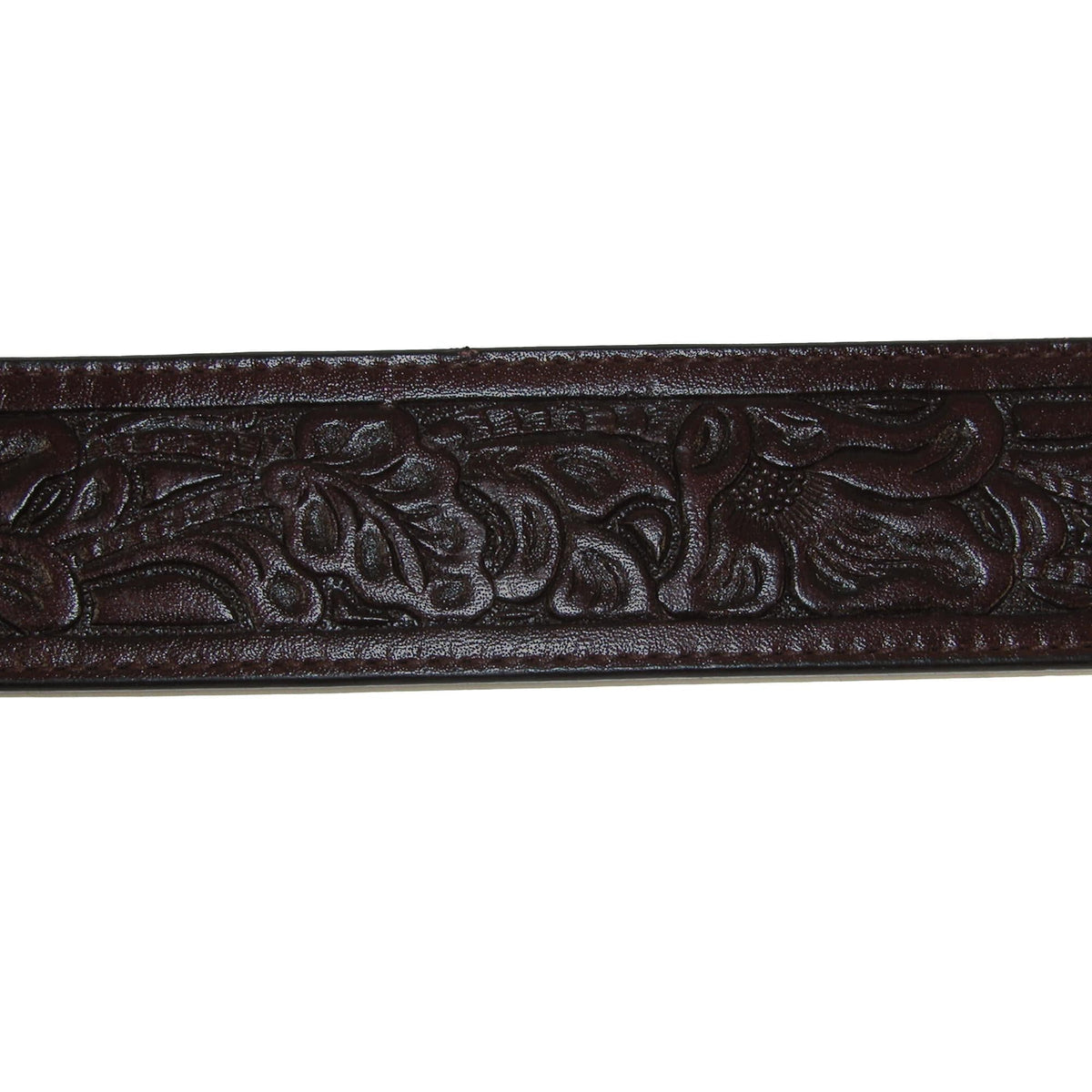 CTM® Embossed Leather Money Belt with Removable Buckle - Brown