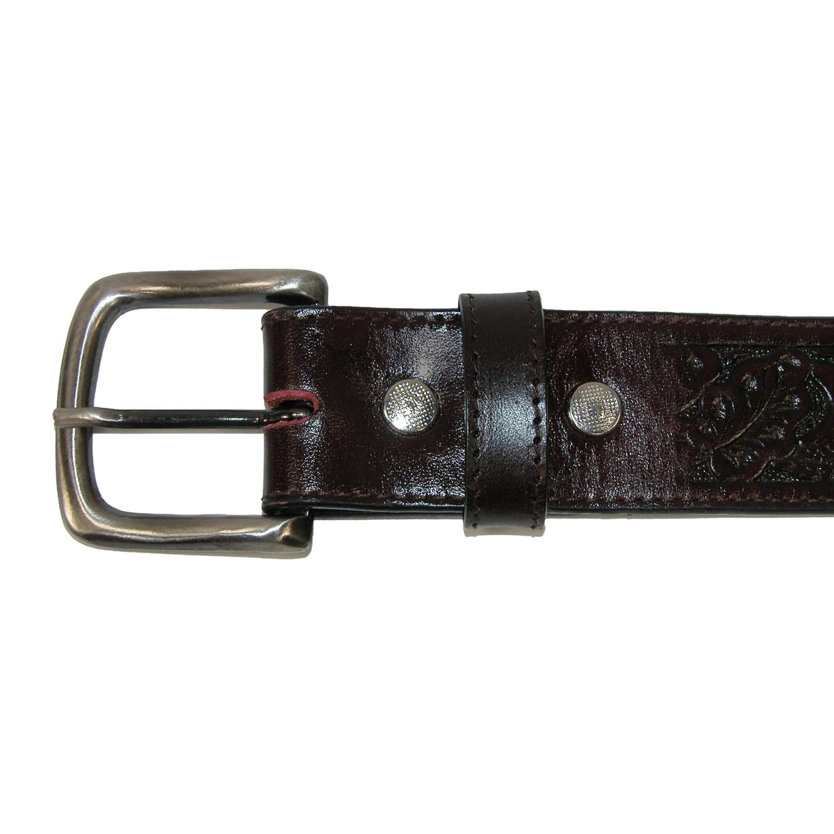 CTM® Embossed Leather Money Belt with Removable Buckle - Brown