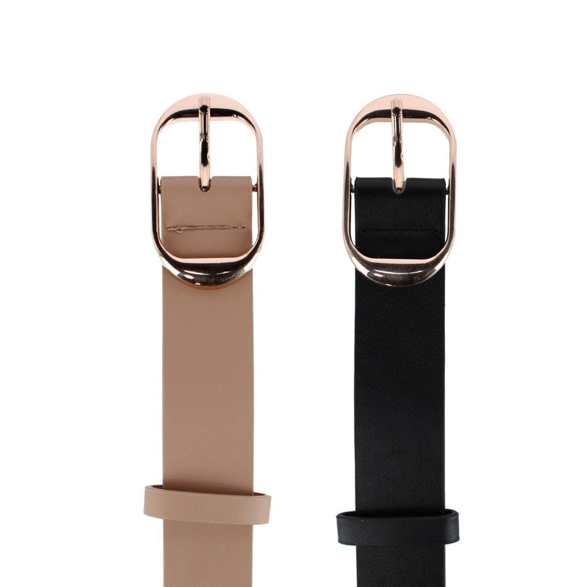CTM® Women's Plus Size Belt with Centerbar Buckle (Pack of 2 Colors) - Black & Beige