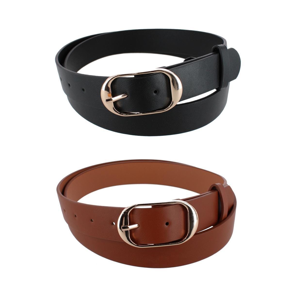 CTM® Women's Plus Size Belt with Centerbar Buckle (Pack of 2 Colors) - Women's Plus Size Belt with Centerbar Buckle (Pack of 2 Colors)