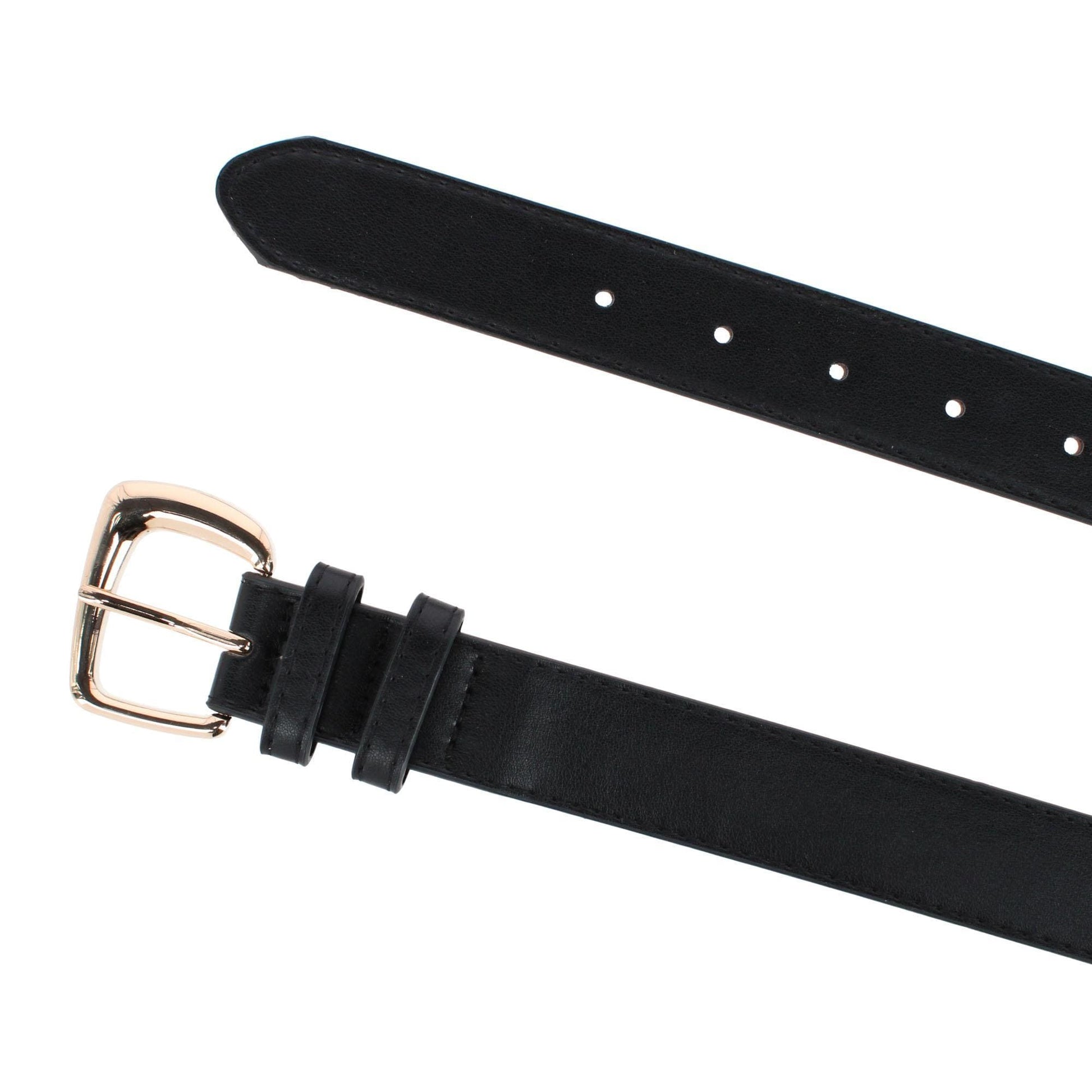 CTM® Women's Plus Size Double Loop Synthetic Leather Belt - Black