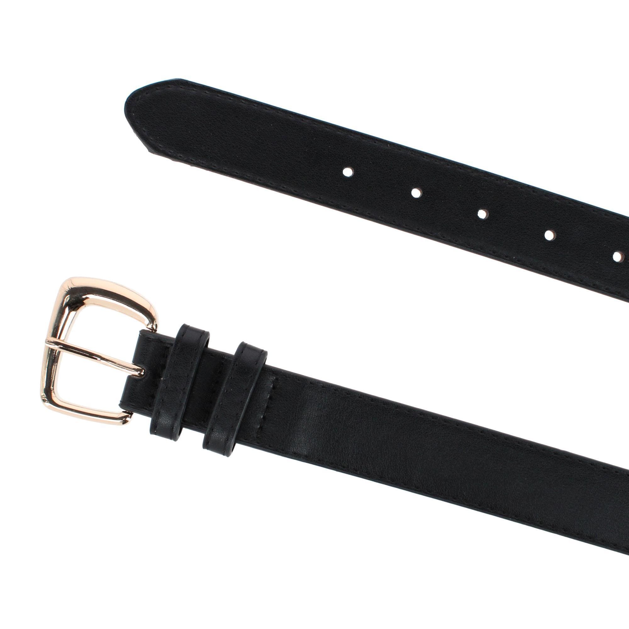 CTM® Women's Plus Size Double Loop Synthetic Leather Belt - Black