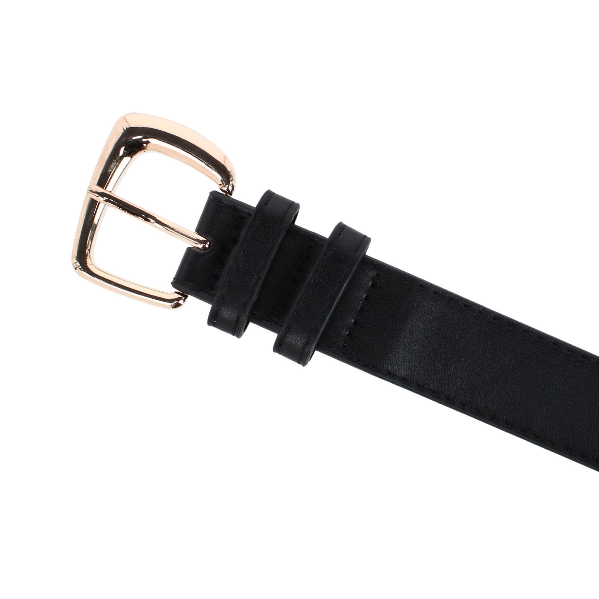 CTM® Women's Plus Size Double Loop Synthetic Leather Belt - Black