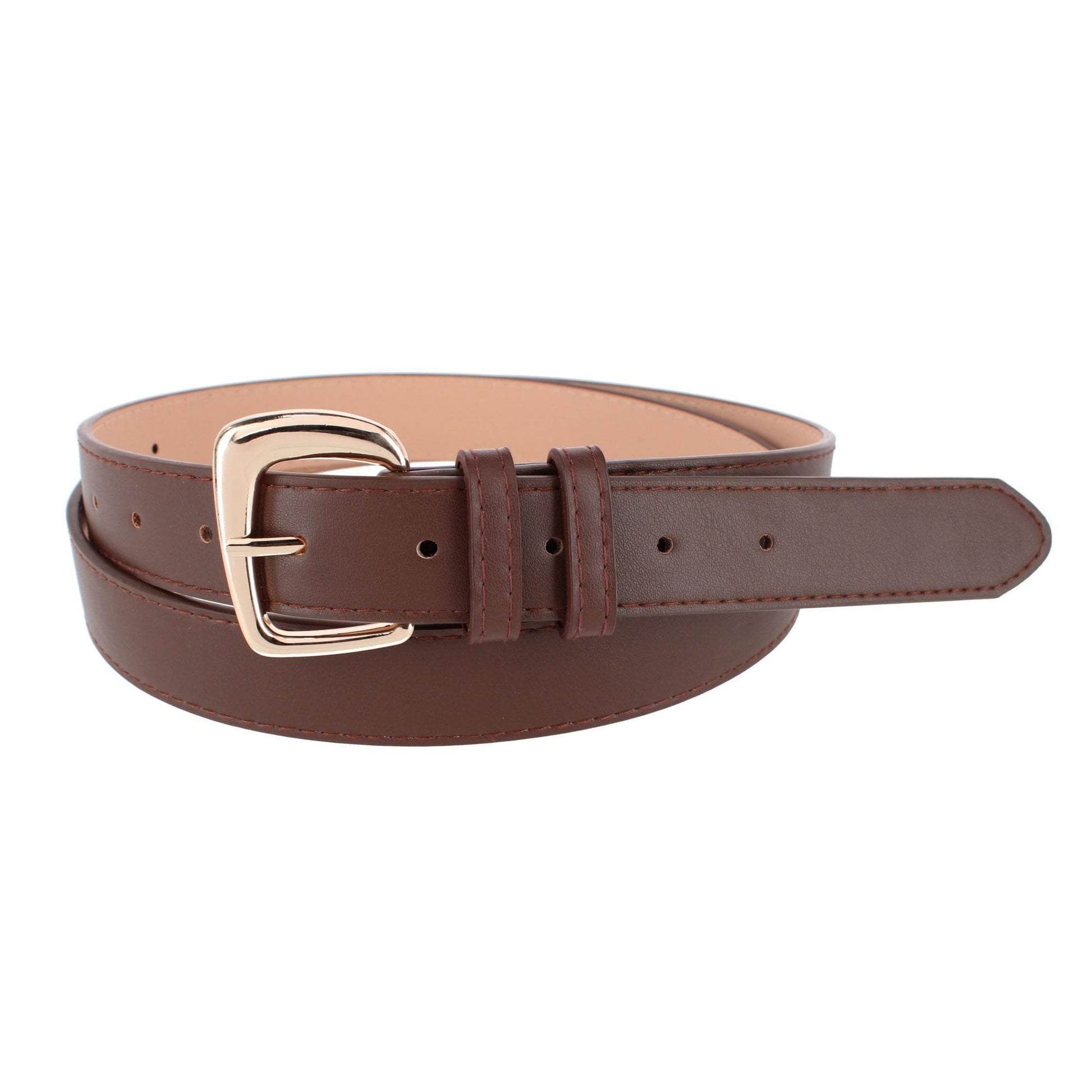 CTM® Women's Plus Size Double Loop Synthetic Leather Belt - Dark Brown