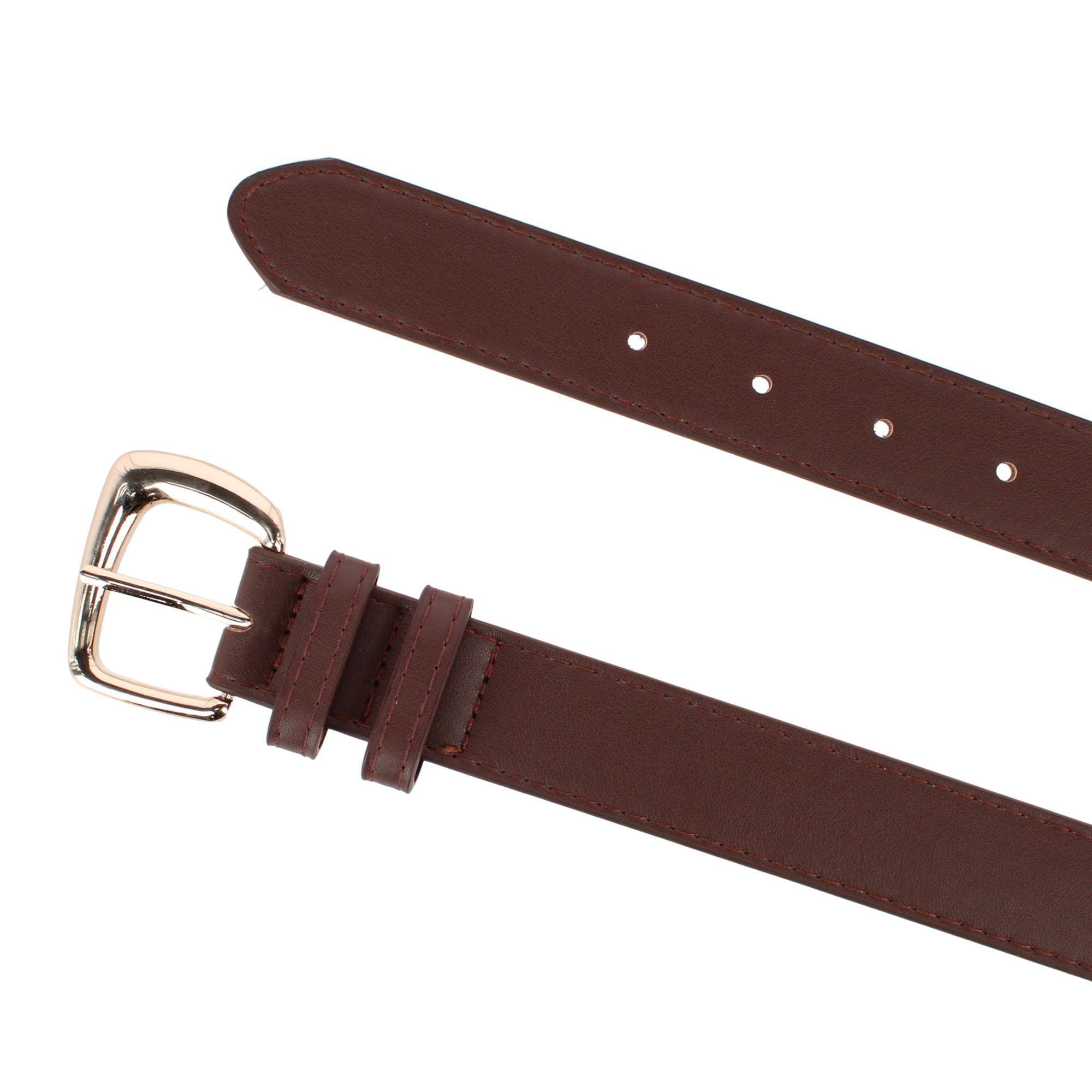 CTM® Women's Plus Size Double Loop Synthetic Leather Belt - Dark Brown