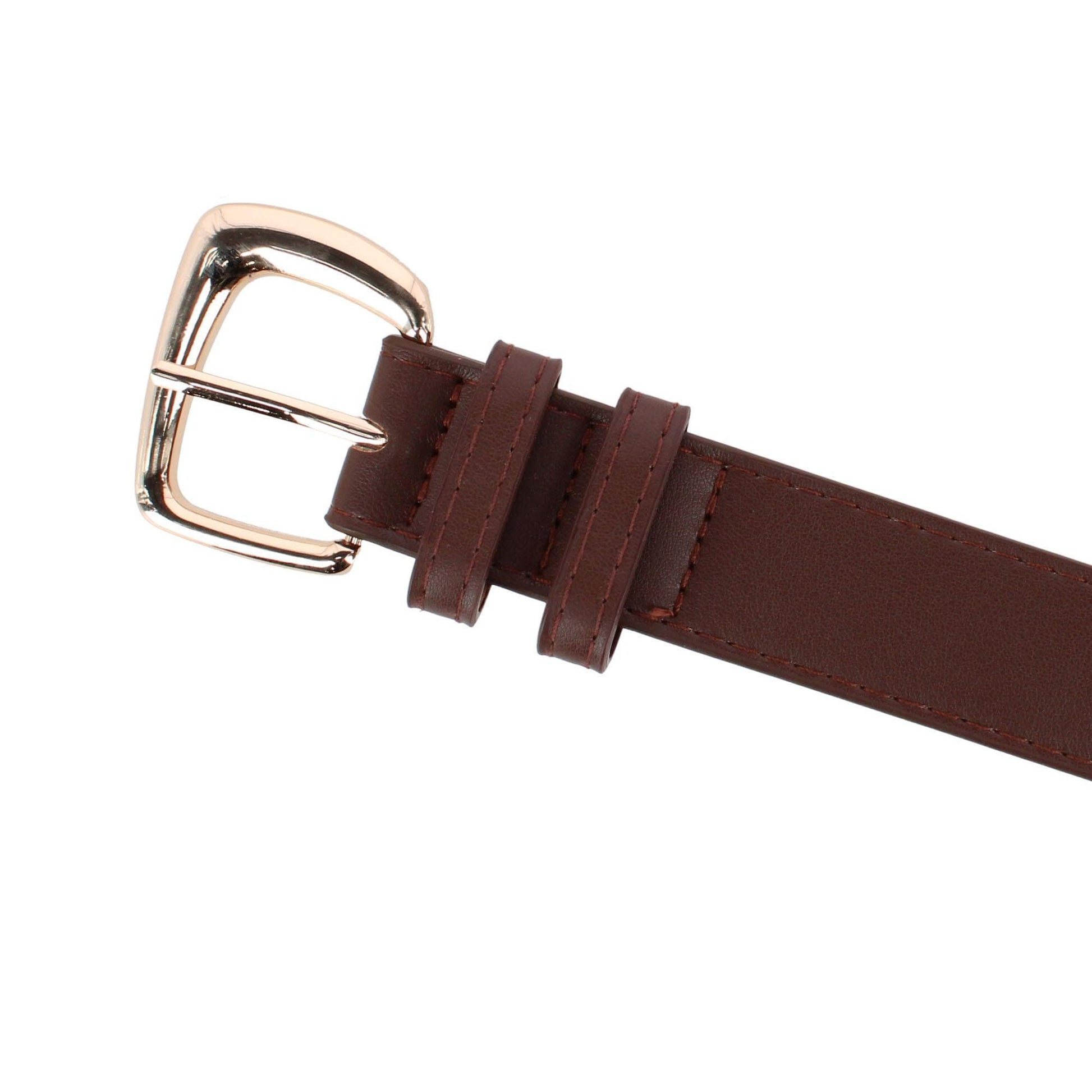 CTM® Women's Plus Size Double Loop Synthetic Leather Belt - Dark Brown