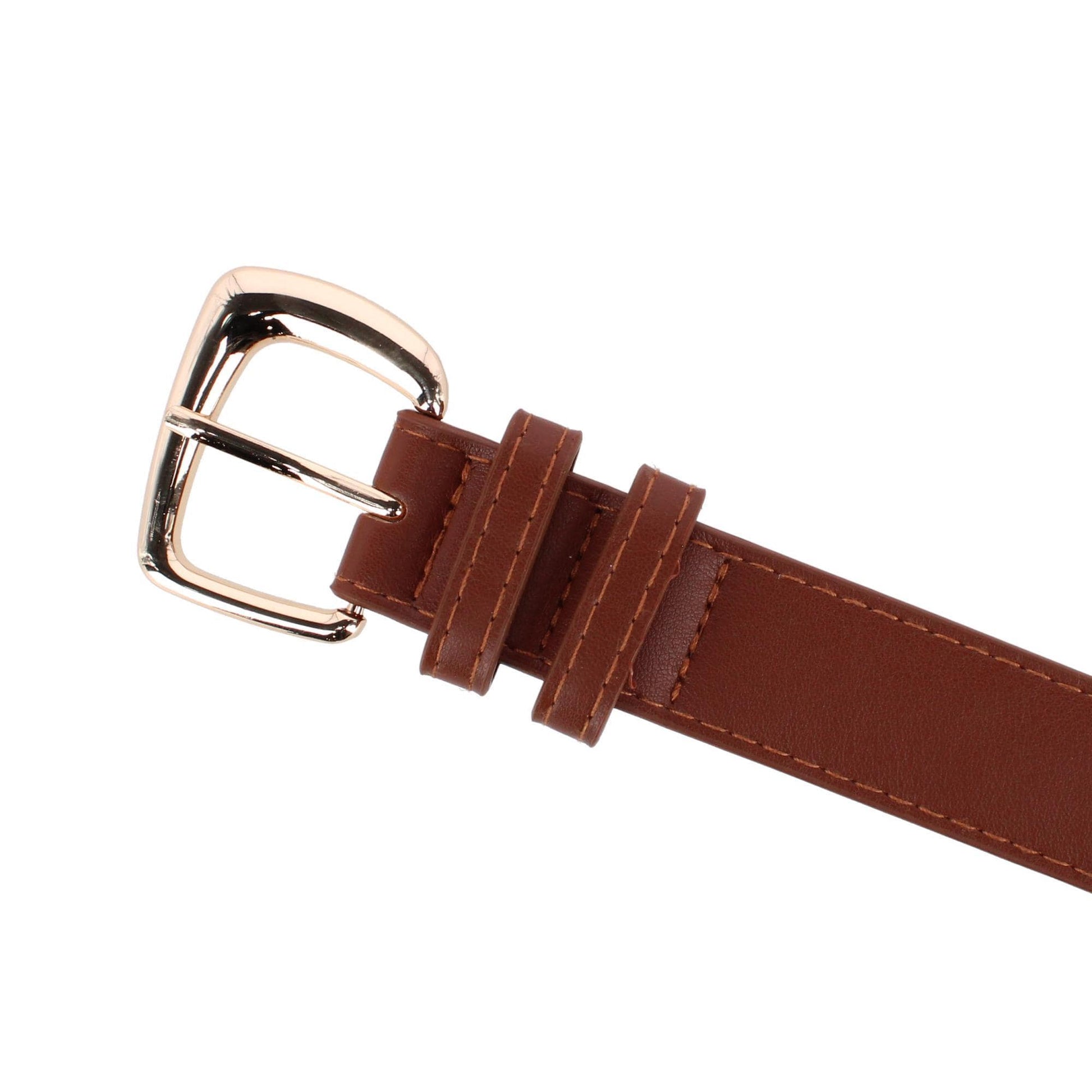 CTM® Women's Plus Size Double Loop Synthetic Leather Belt - Dark Cognac
