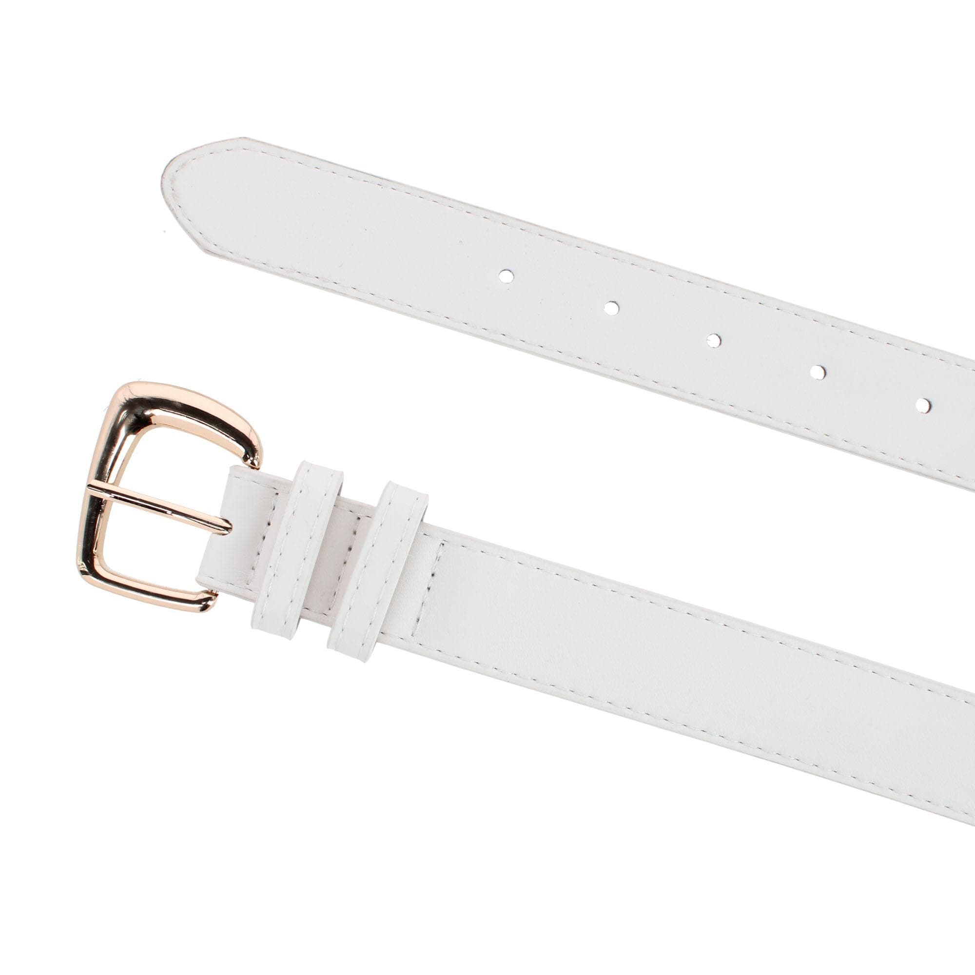 CTM® Women's Plus Size Double Loop Synthetic Leather Belt - White