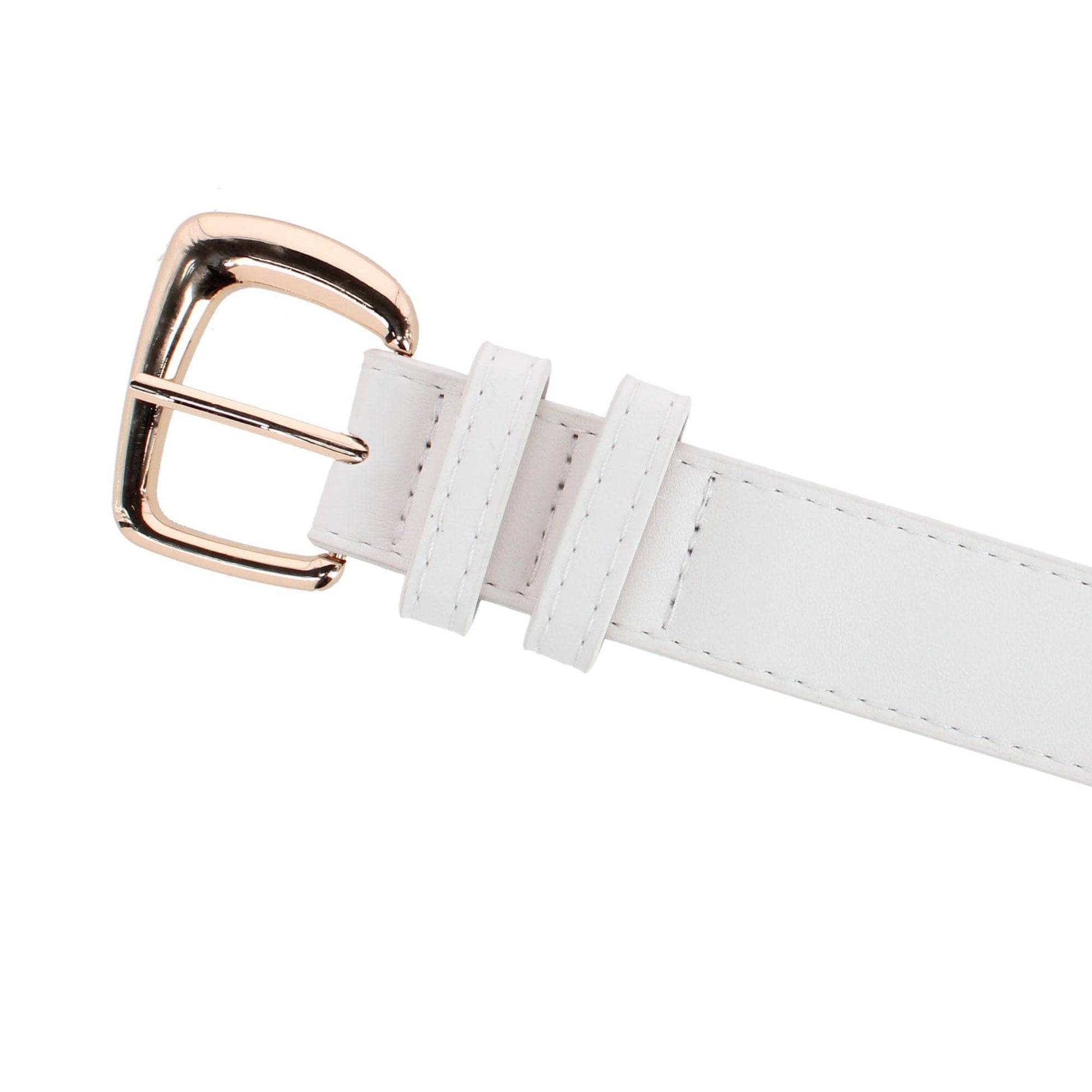 CTM® Women's Plus Size Double Loop Synthetic Leather Belt - White
