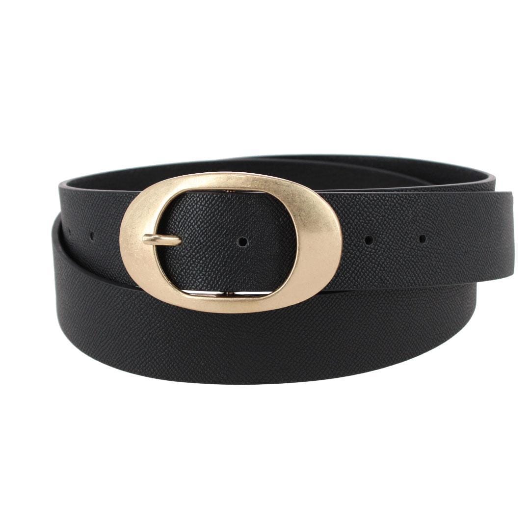CTM® Women's Plus Size Synthetic Leather Belt with Oval Buckle