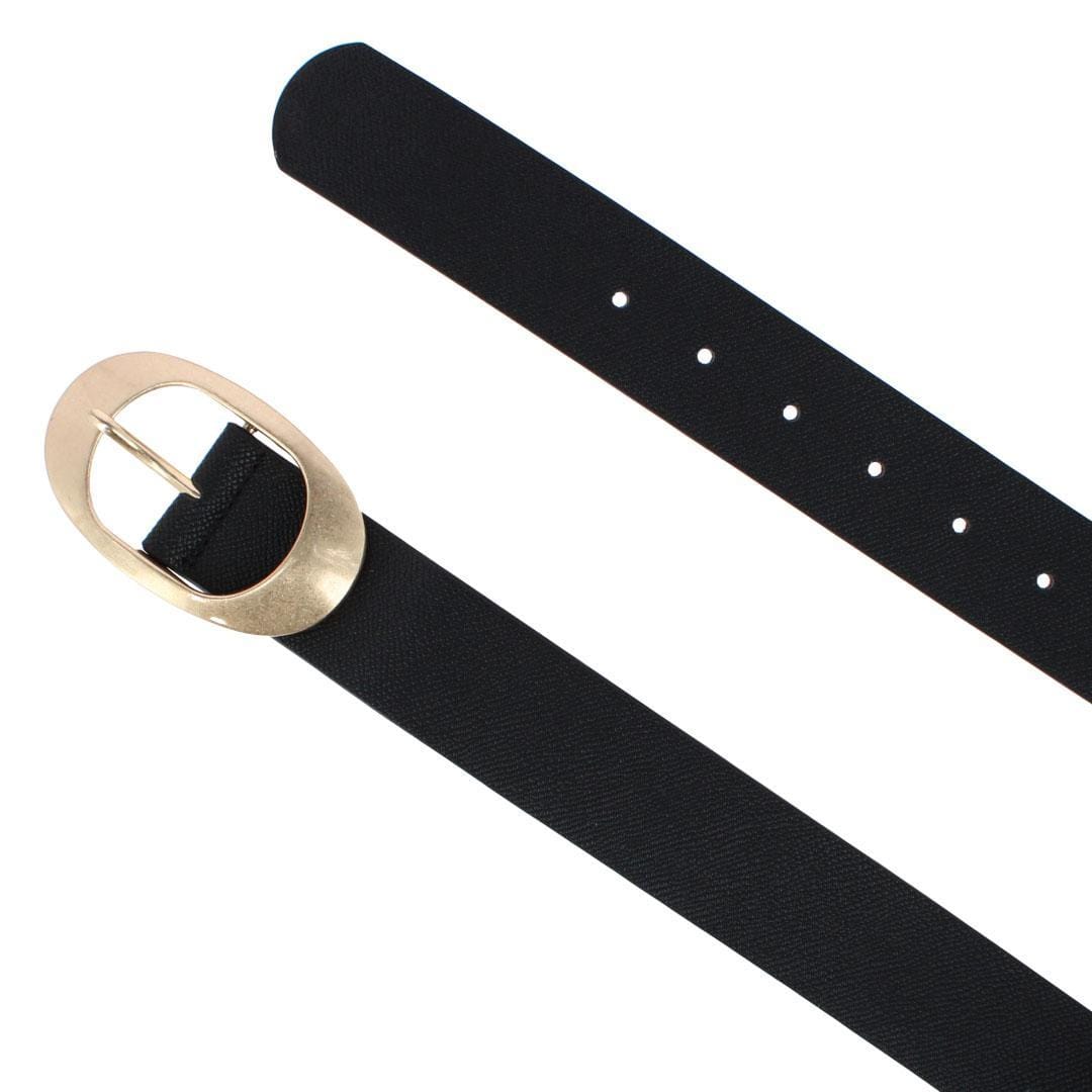CTM® Women's Plus Size Synthetic Leather Belt with Oval Buckle - Black