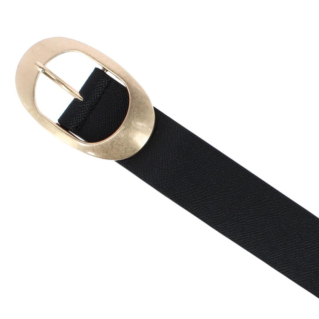 CTM® Women's Plus Size Synthetic Leather Belt with Oval Buckle - Black
