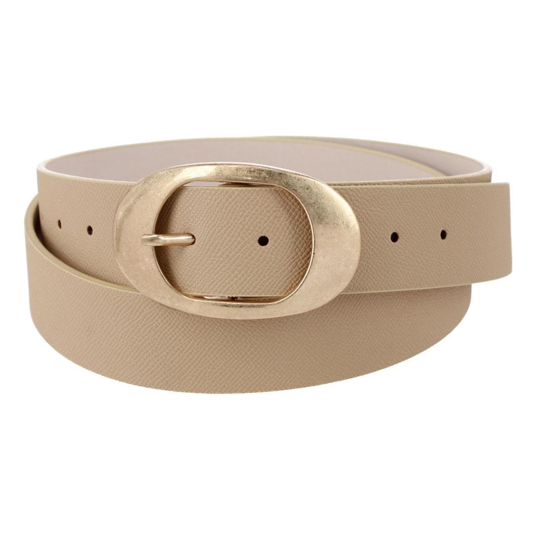 CTM® Women's Plus Size Synthetic Leather Belt with Oval Buckle - Camel