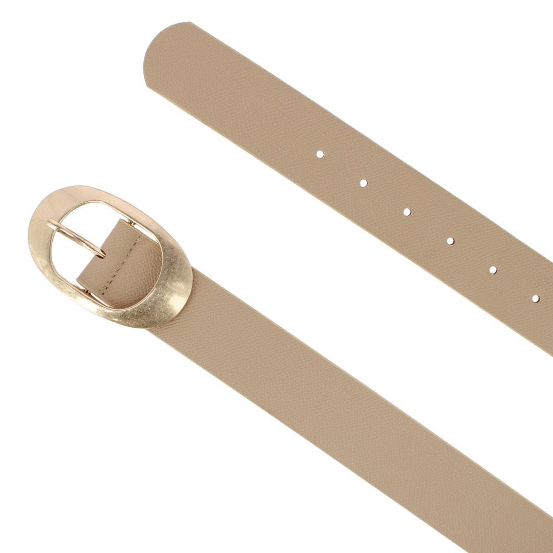 CTM® Women's Plus Size Synthetic Leather Belt with Oval Buckle - Camel