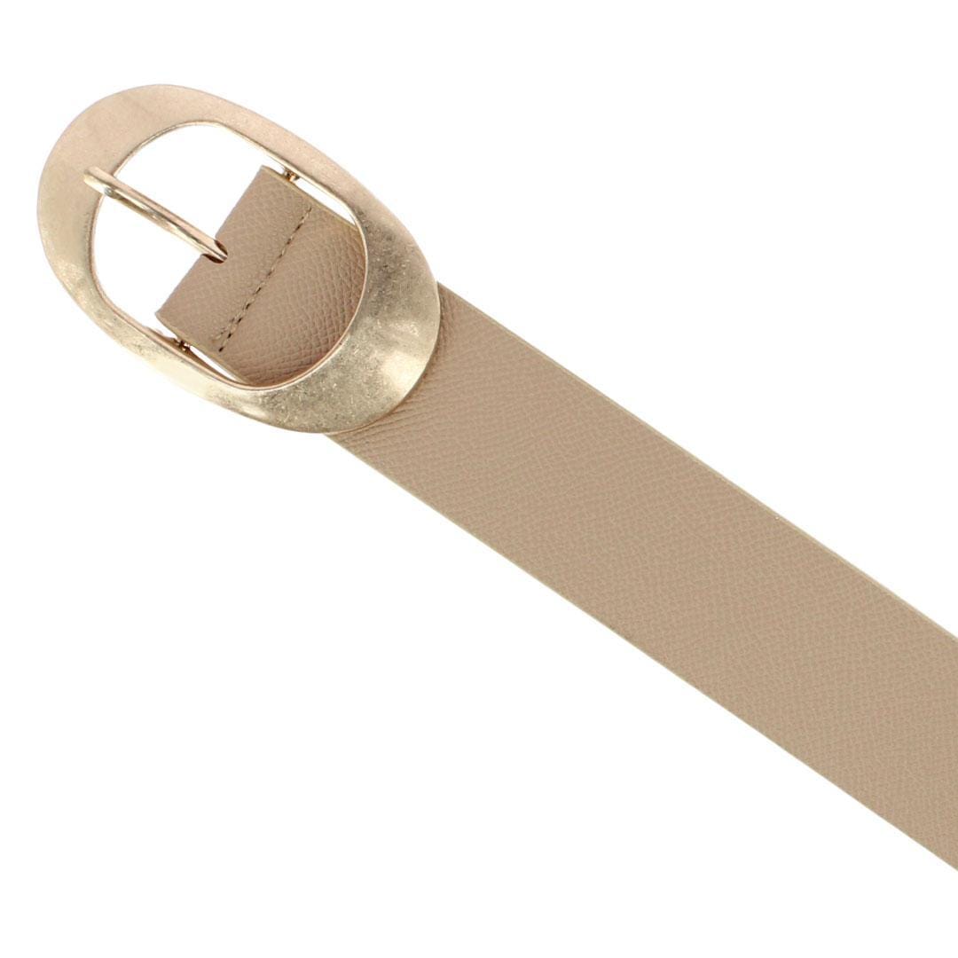 CTM® Women's Plus Size Synthetic Leather Belt with Oval Buckle - Camel