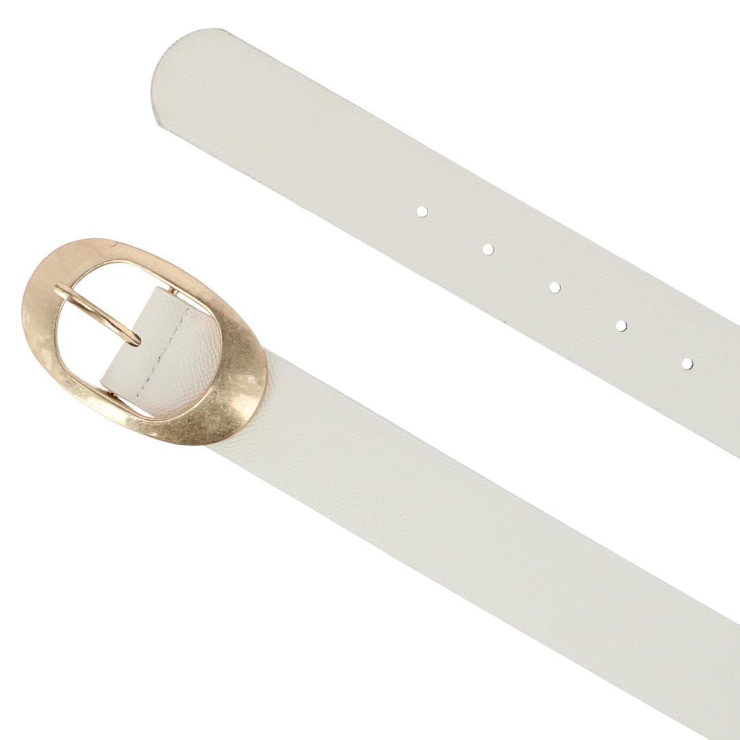 CTM® Women's Plus Size Synthetic Leather Belt with Oval Buckle - Ivory