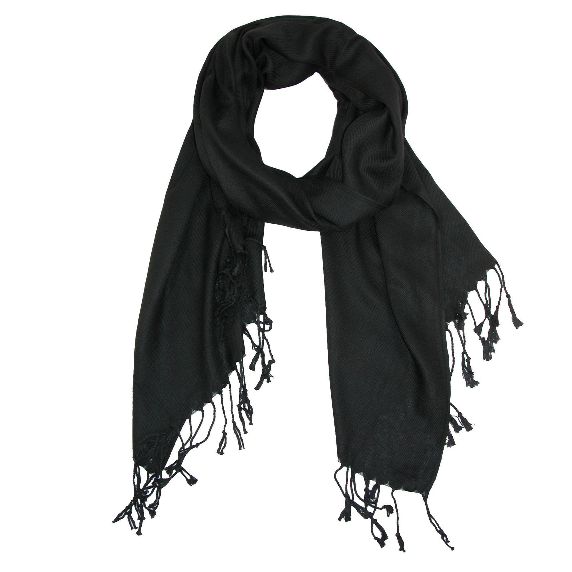 CTM® Women's Classic Pashmina Style Shawl Wraps - Black