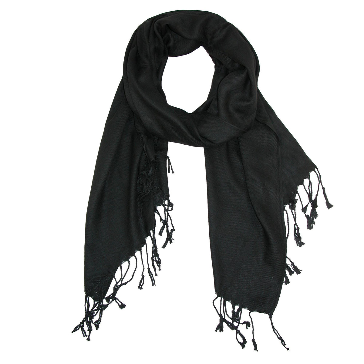 CTM® Women's Classic Pashmina Style Shawl Wraps - Black