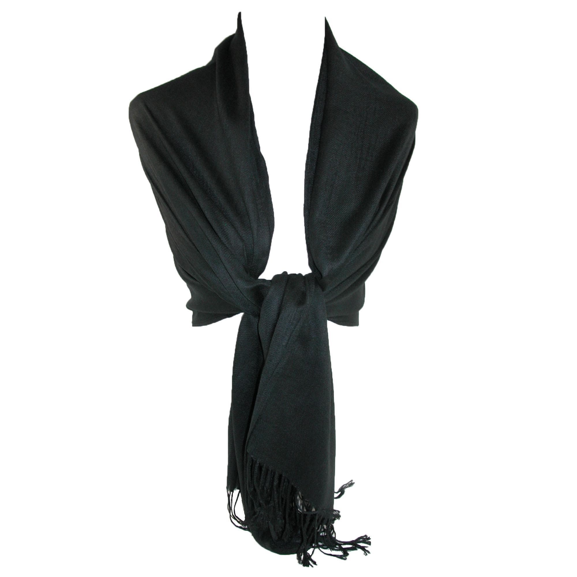 CTM® Women's Classic Pashmina Style Shawl Wraps - Black
