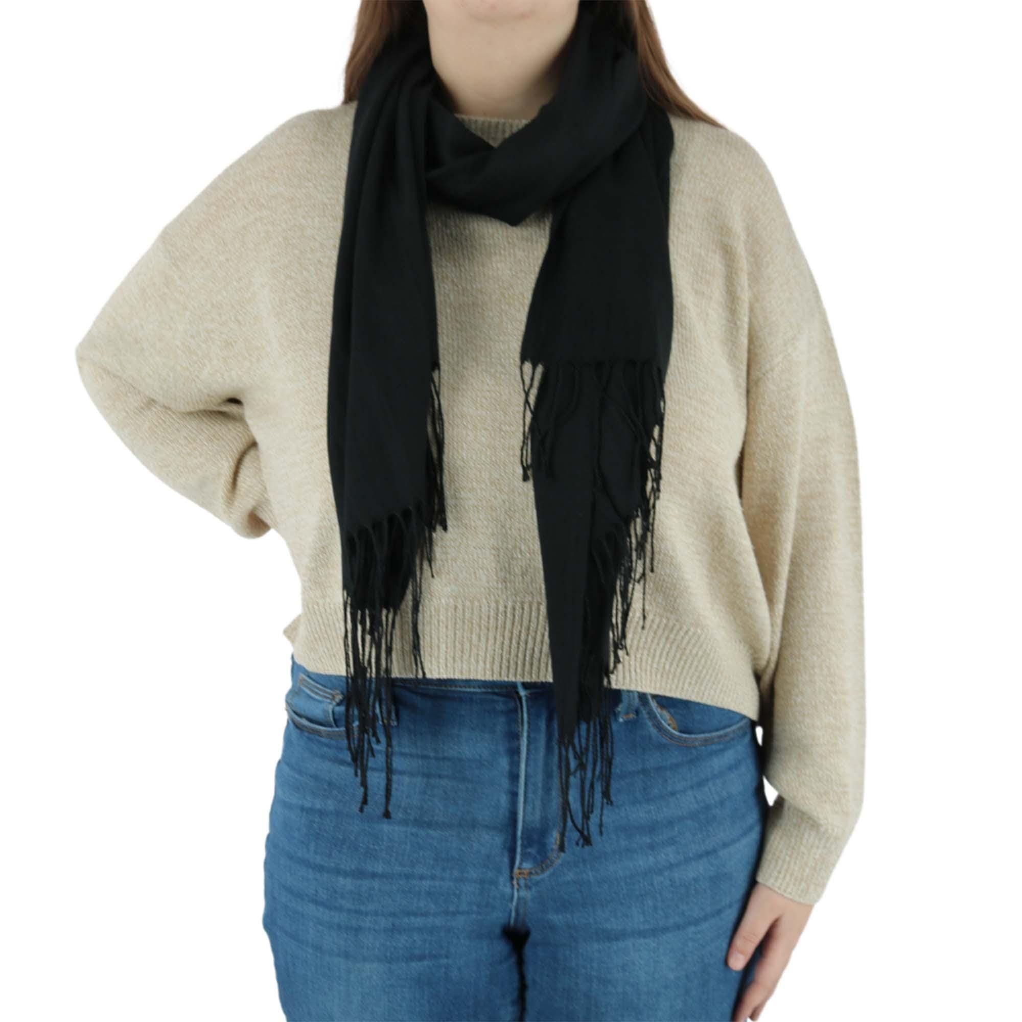 CTM® Women's Classic Pashmina Style Shawl Wraps - Black
