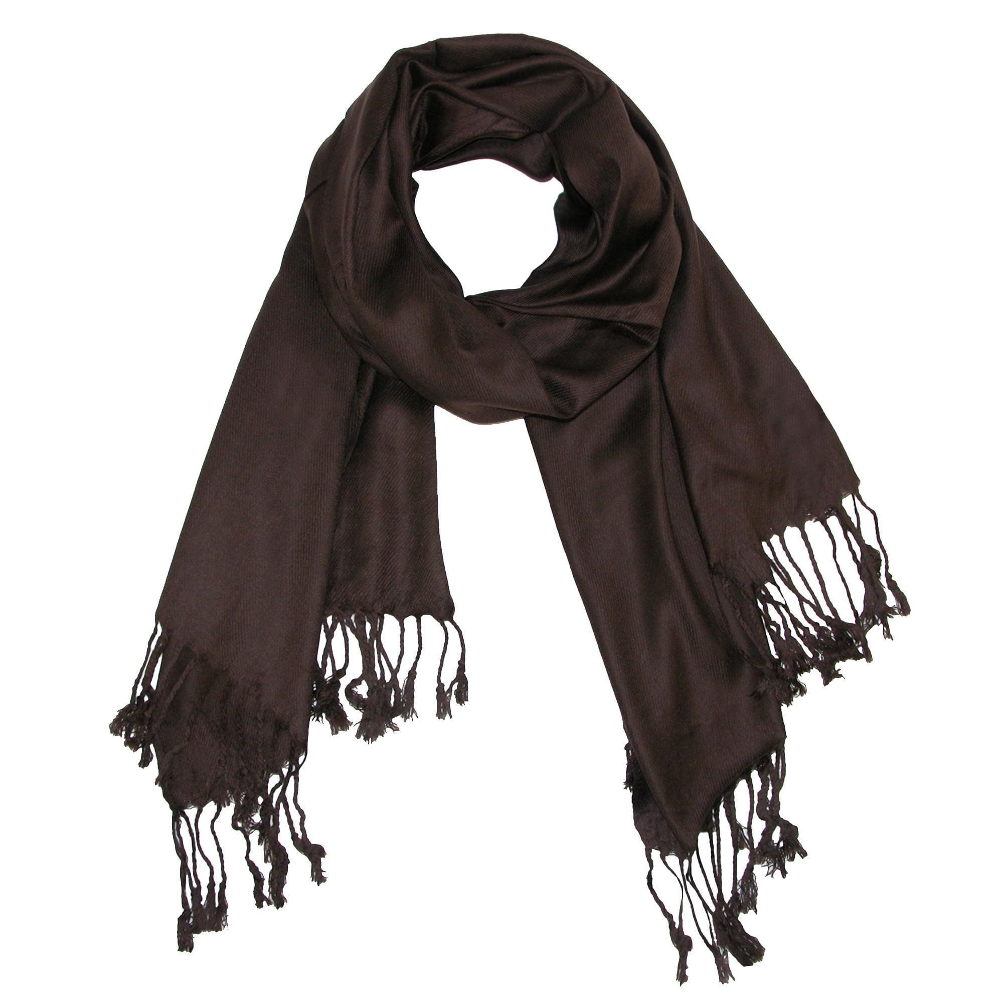 CTM® Women's Classic Pashmina Style Shawl Wraps - Brown