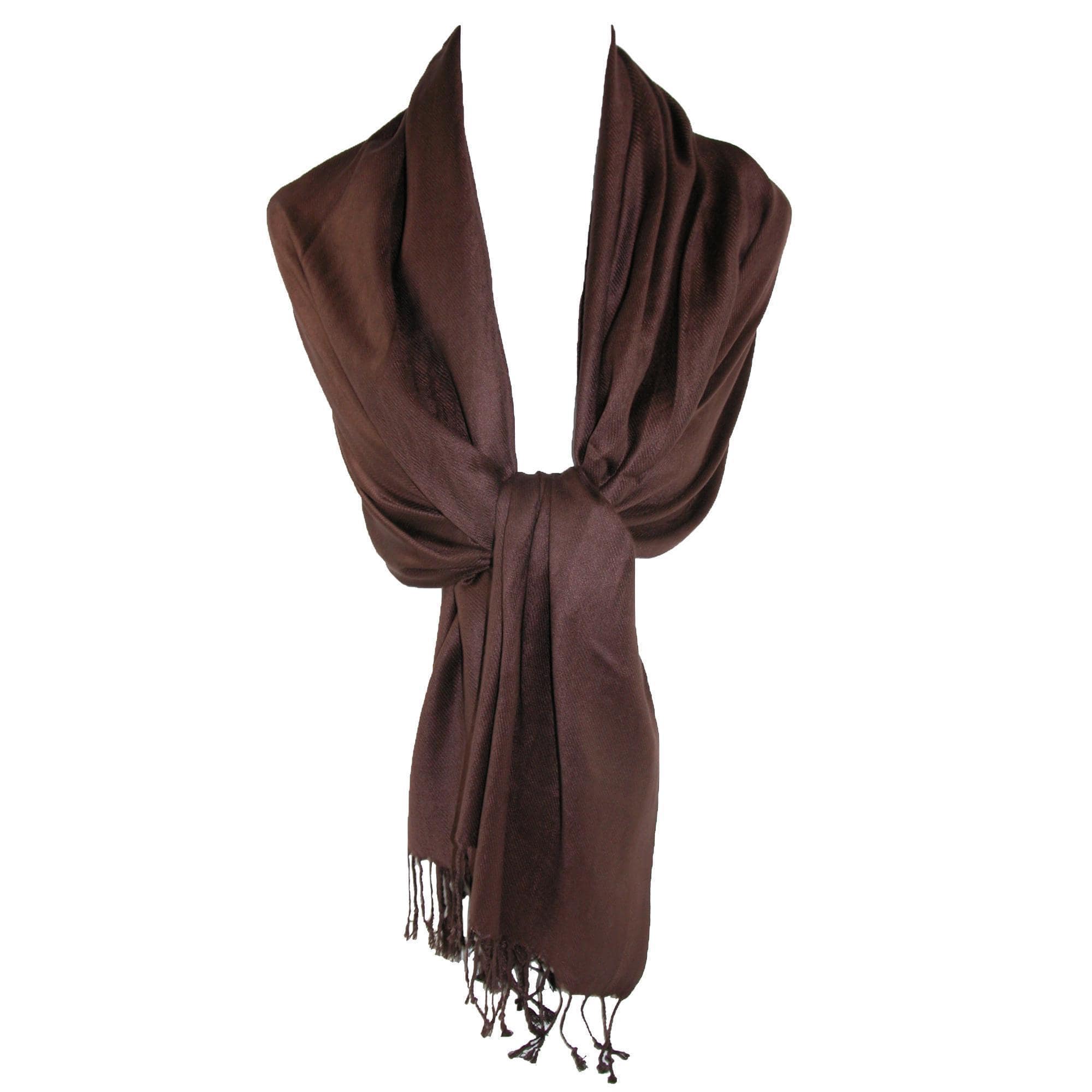 CTM® Women's Classic Pashmina Style Shawl Wraps - Brown